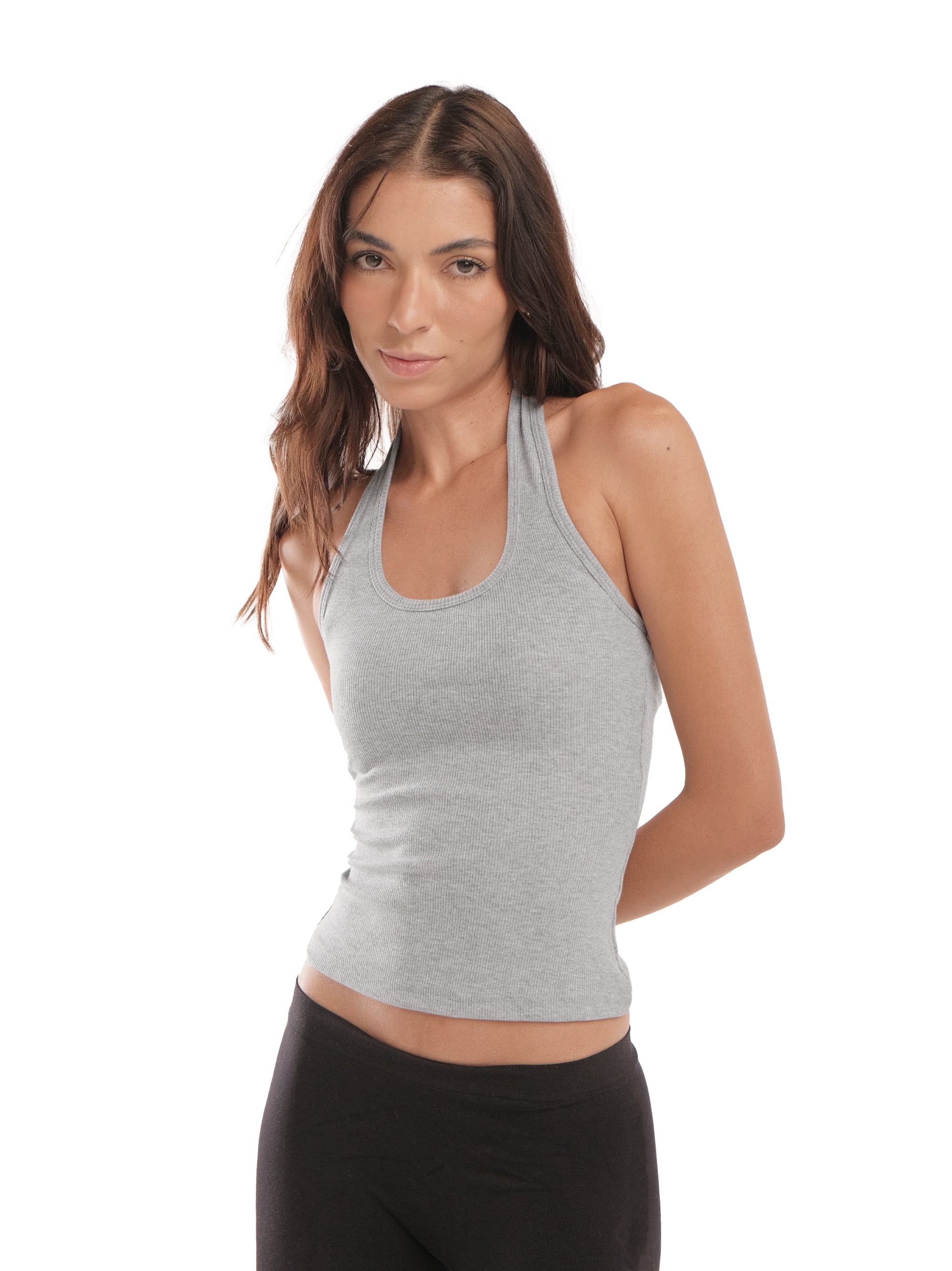 CLOUD GREY HALTER TANK TOP