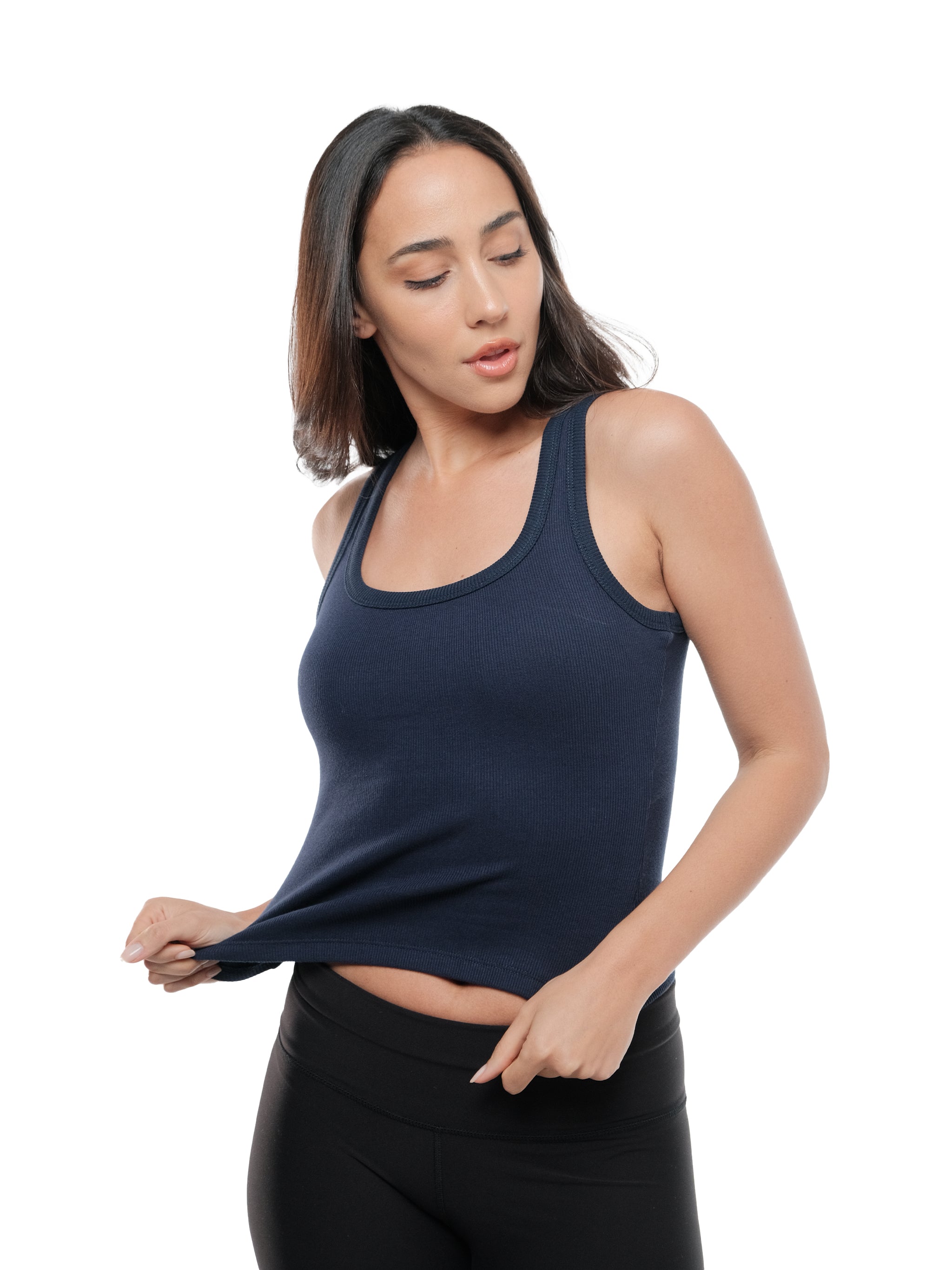 NAVY U-SHAPED TANK TOP