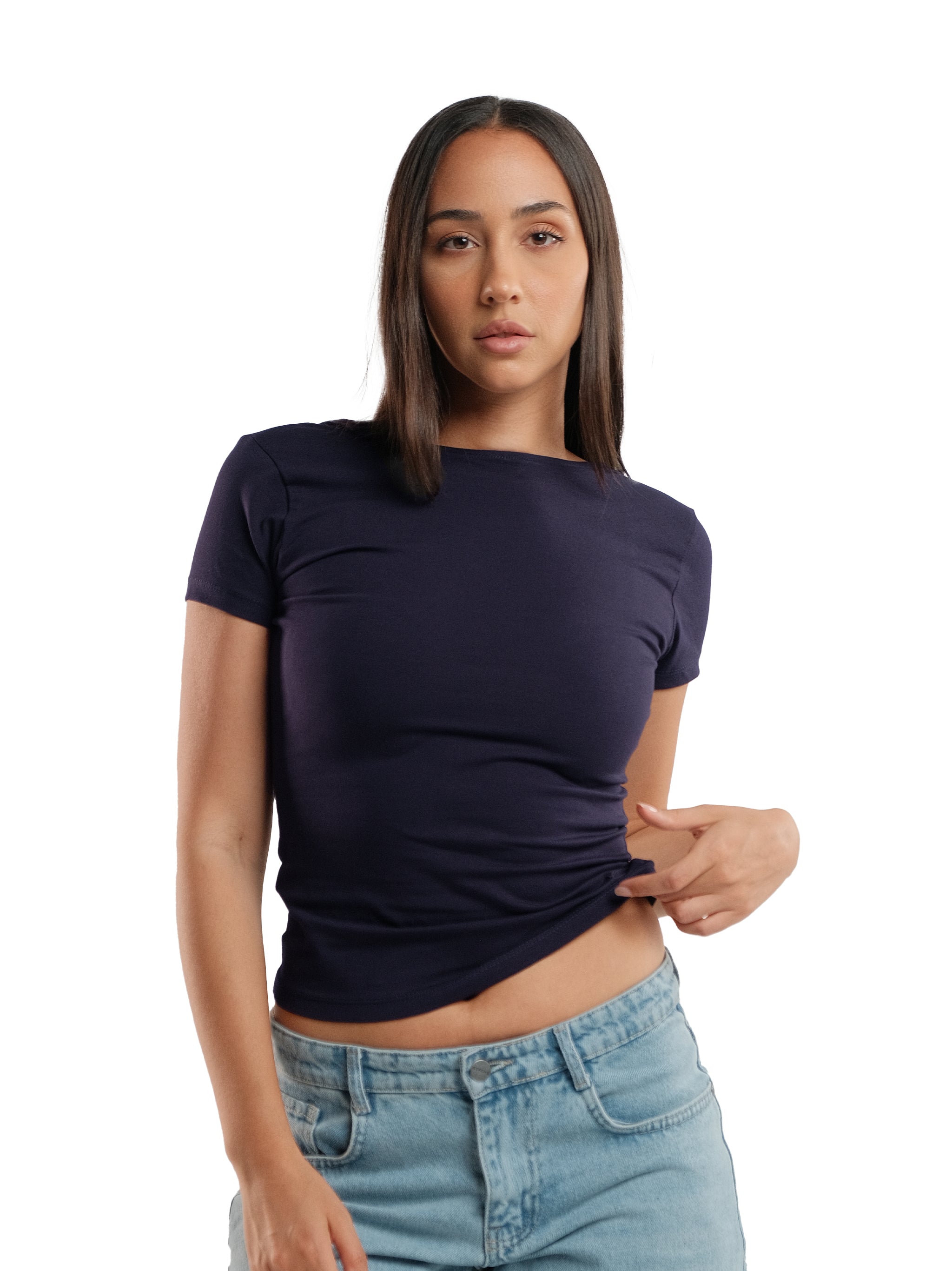 OPEN BACK SHORT SLEEVE TOP