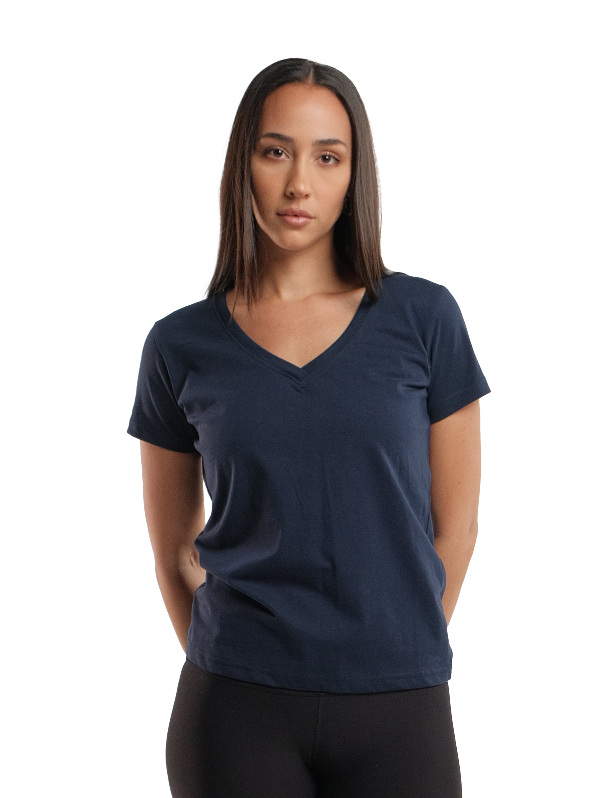 NAVY RELAXED FIT V-NECK TEE