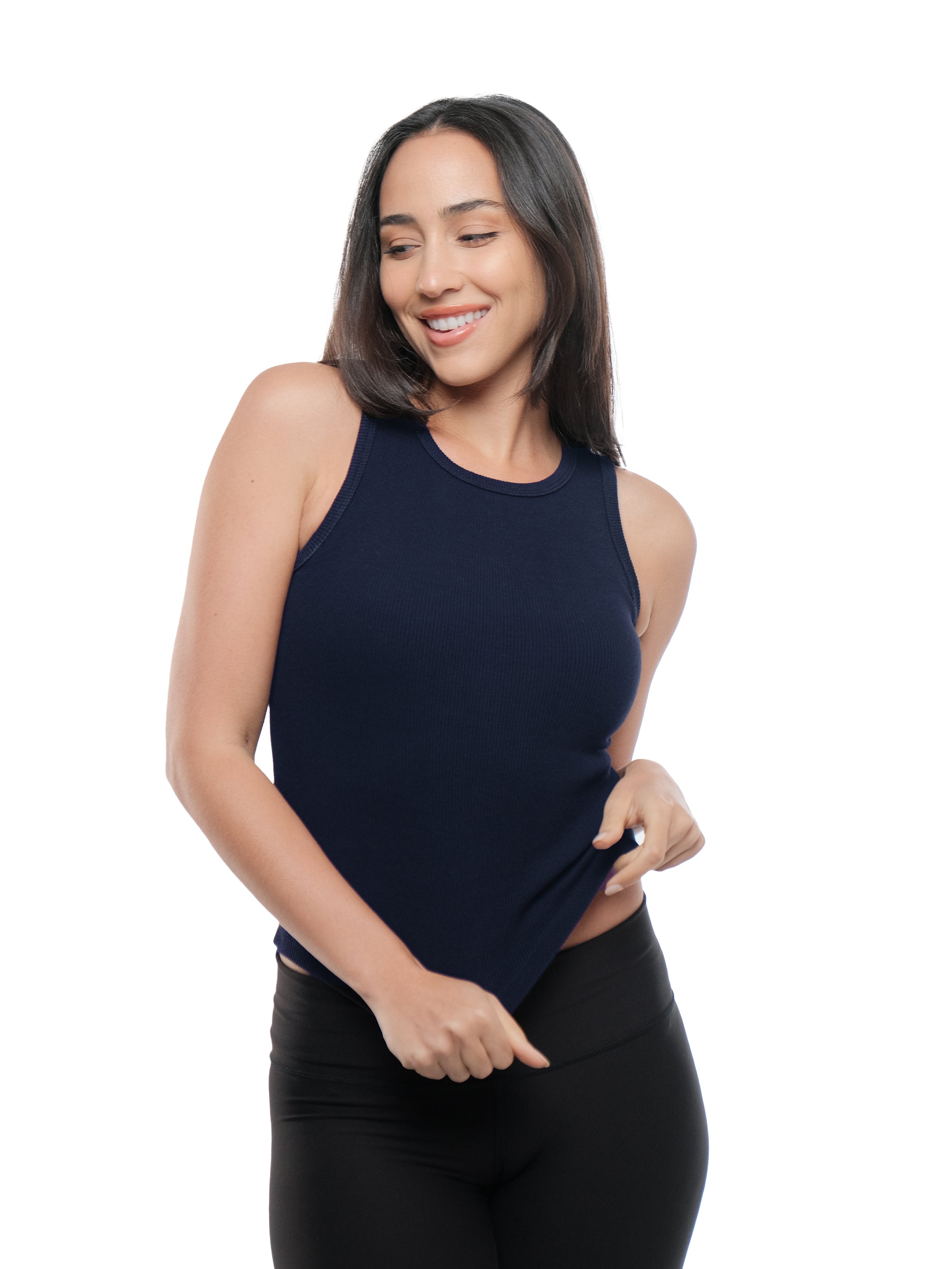 NAVY CREWNECK TANK TOP