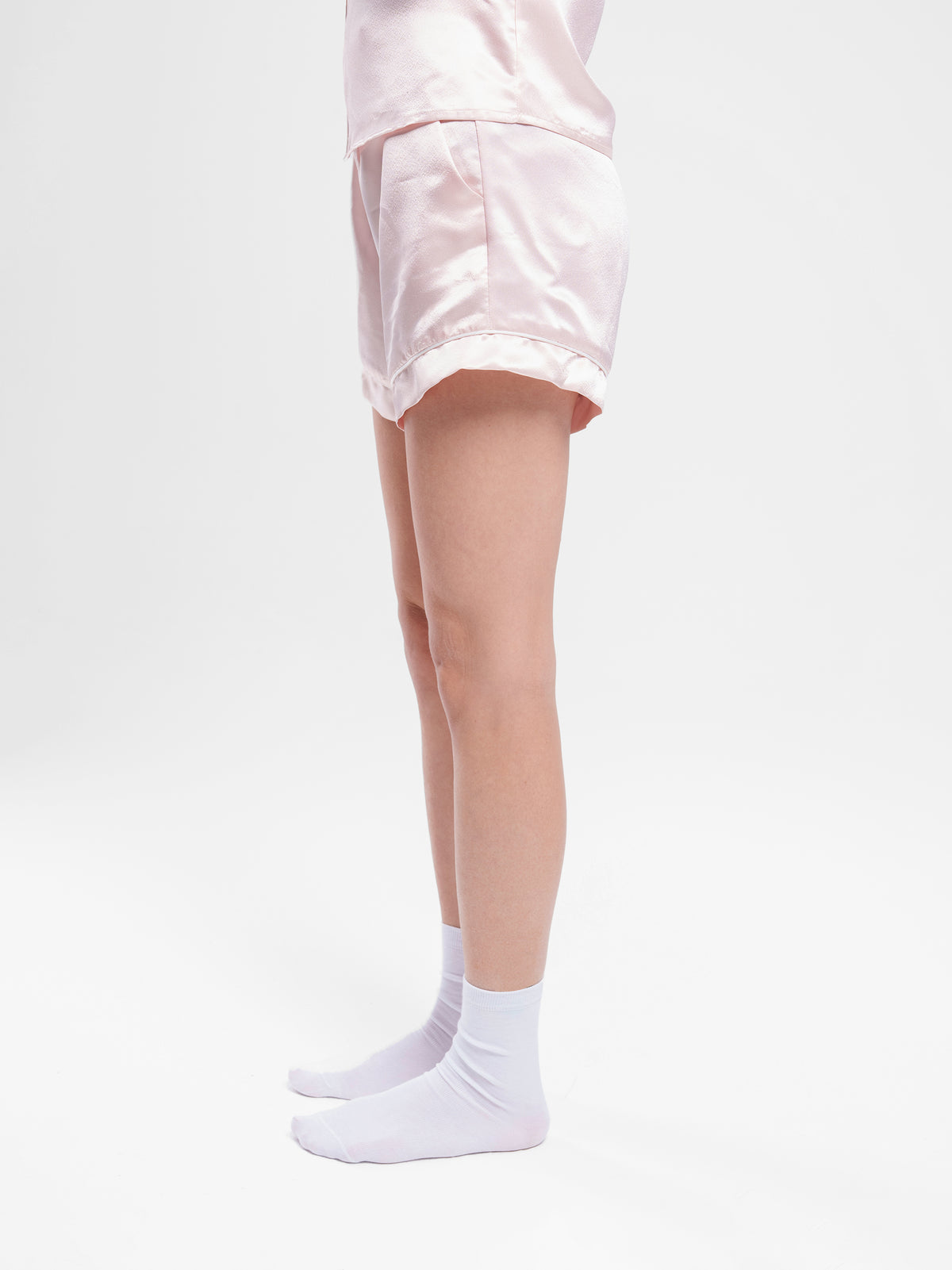 SATIN BUTTON UP PIPED SET