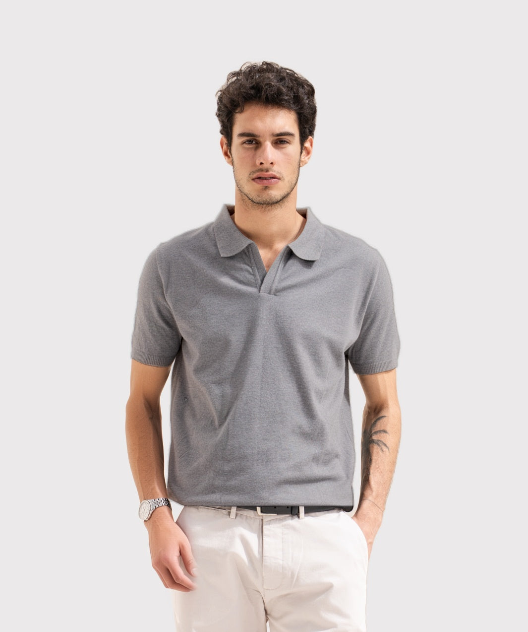 KNITTED MENS POLO SHIRT