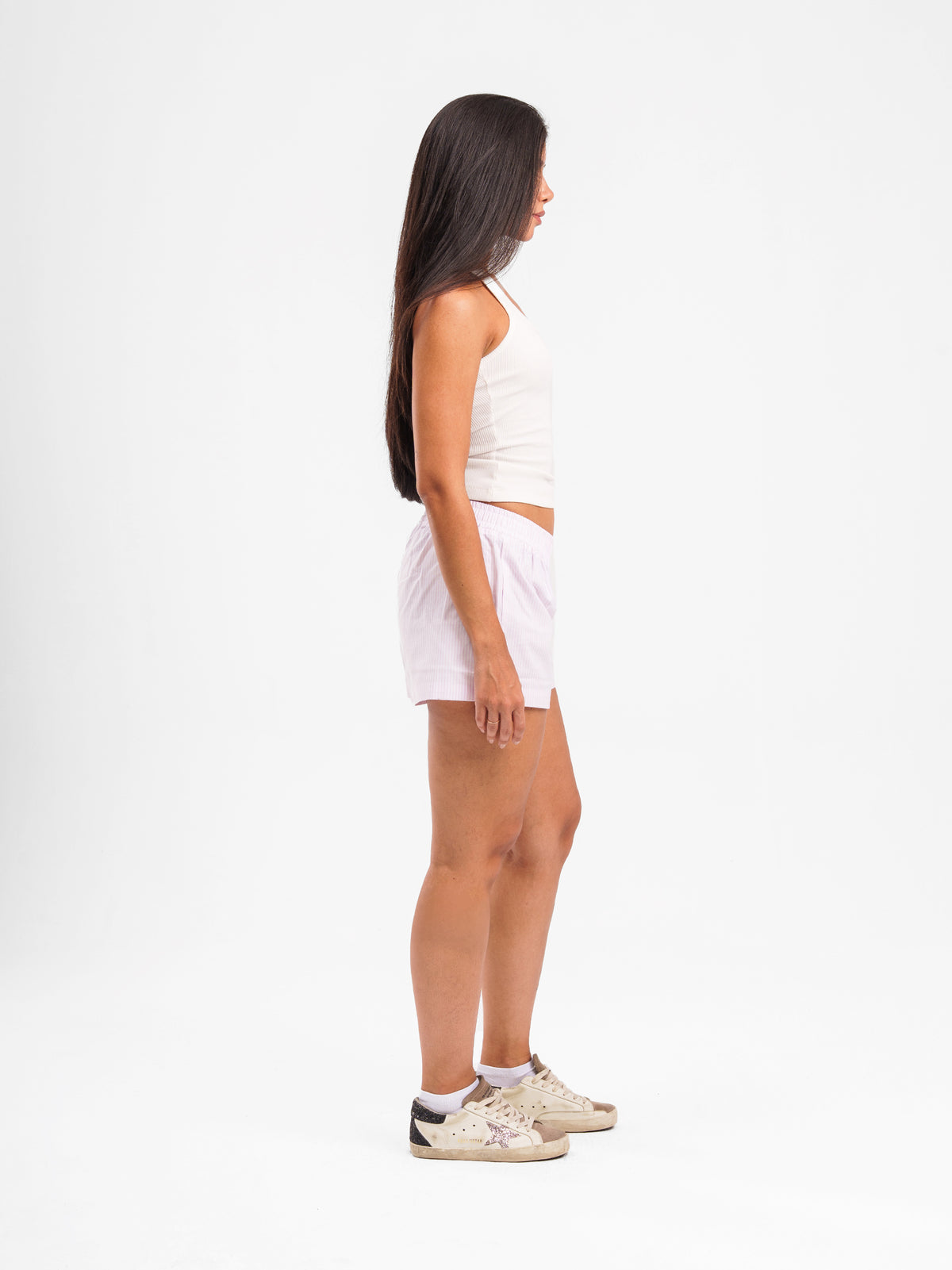 STRIPED LINEN SHORTS
