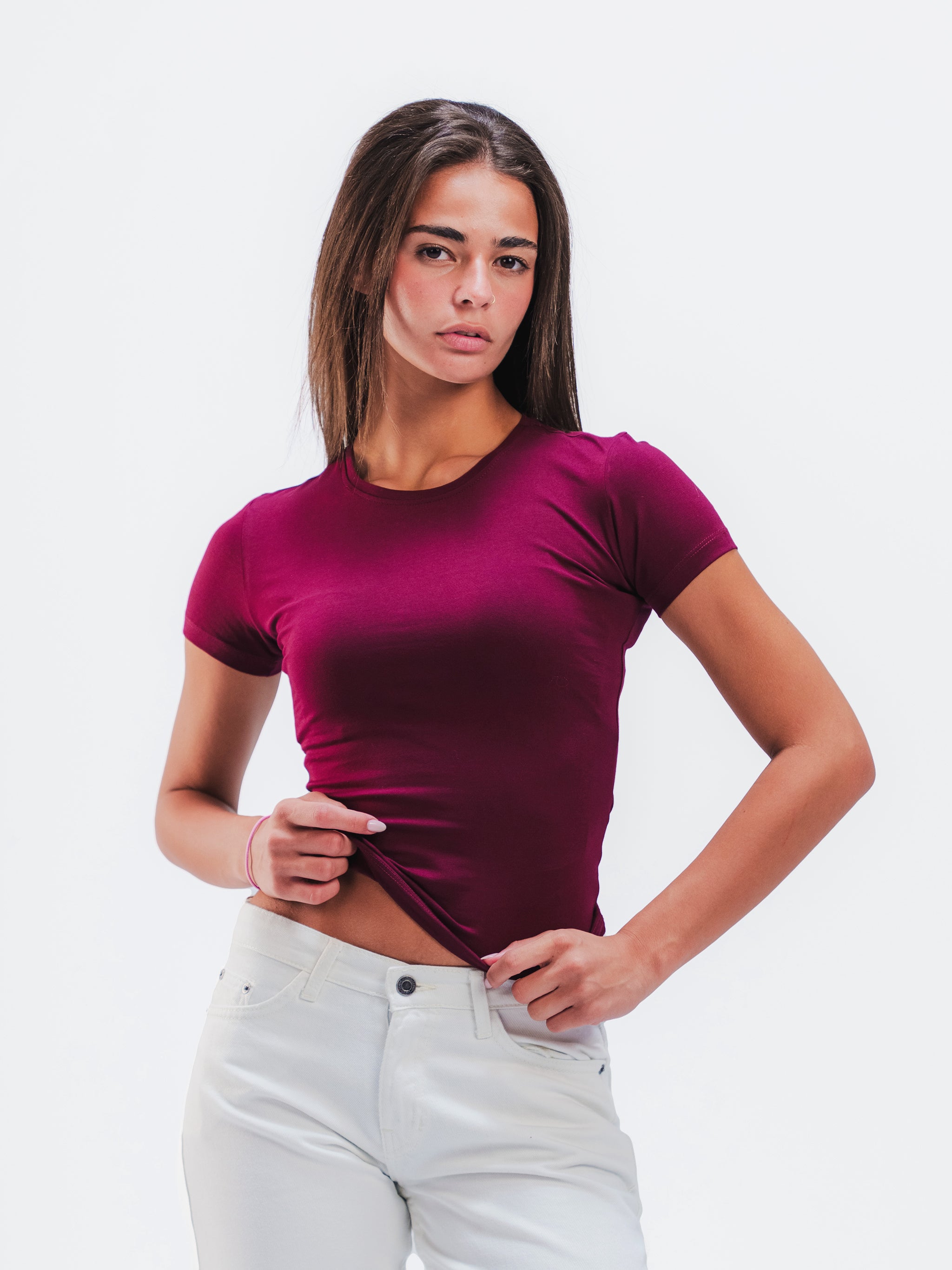 BURGUNDY SHORT SLEEVE TOP