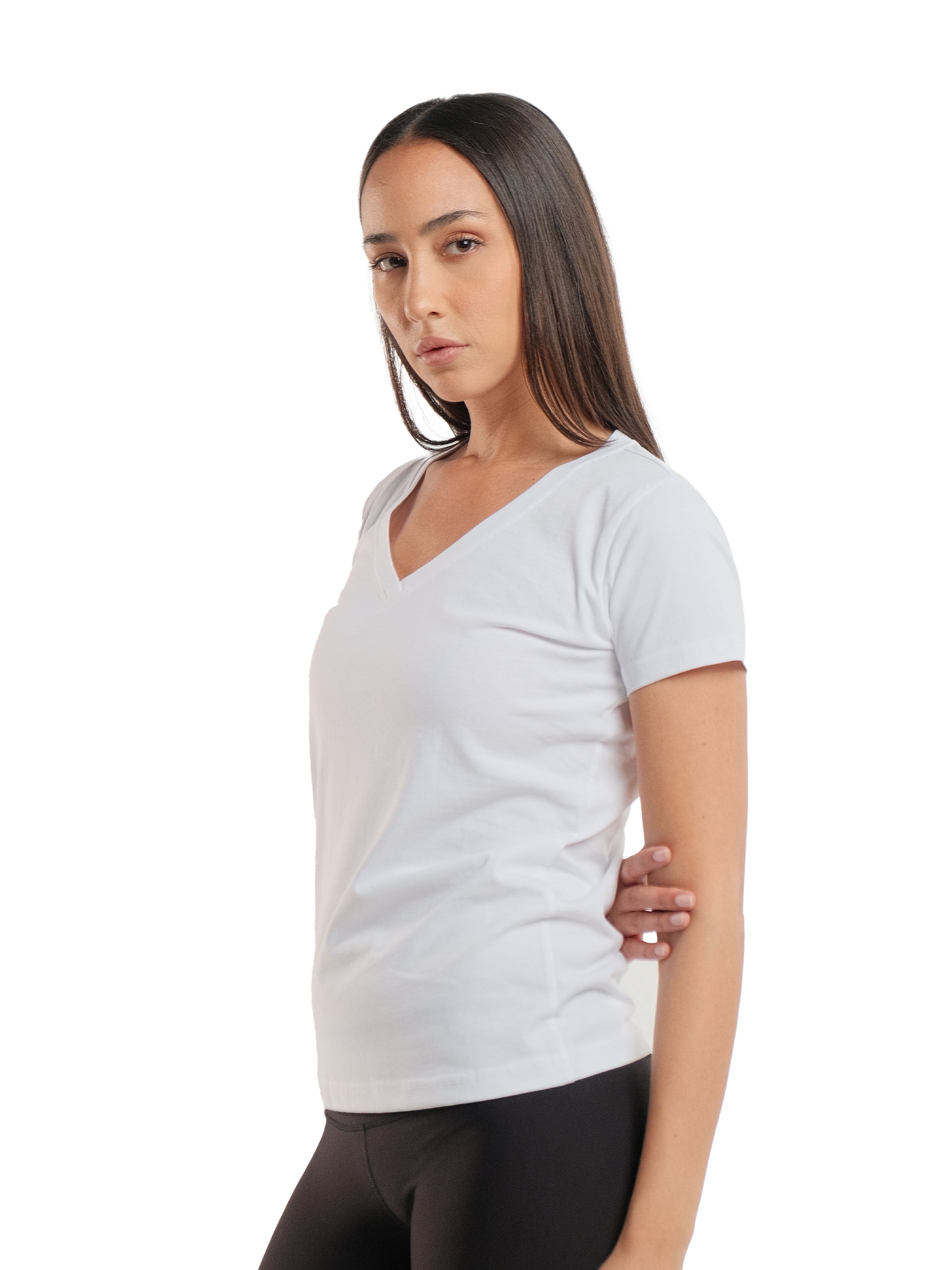 WHITE RELAXED FIT V-NECK TEE