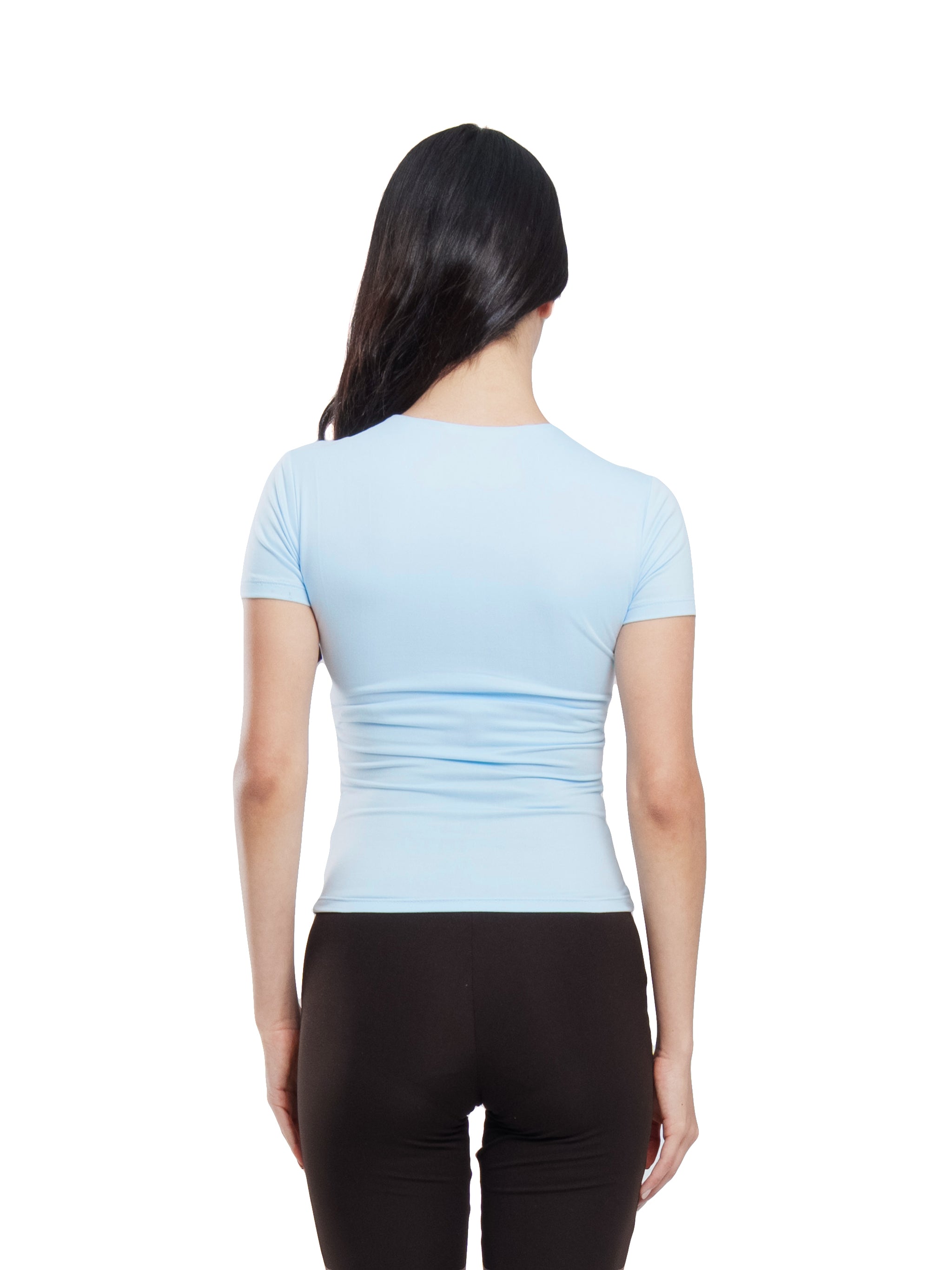 BABY BLUE MICROFIBER BASIC SHORT SLEEVE TOP