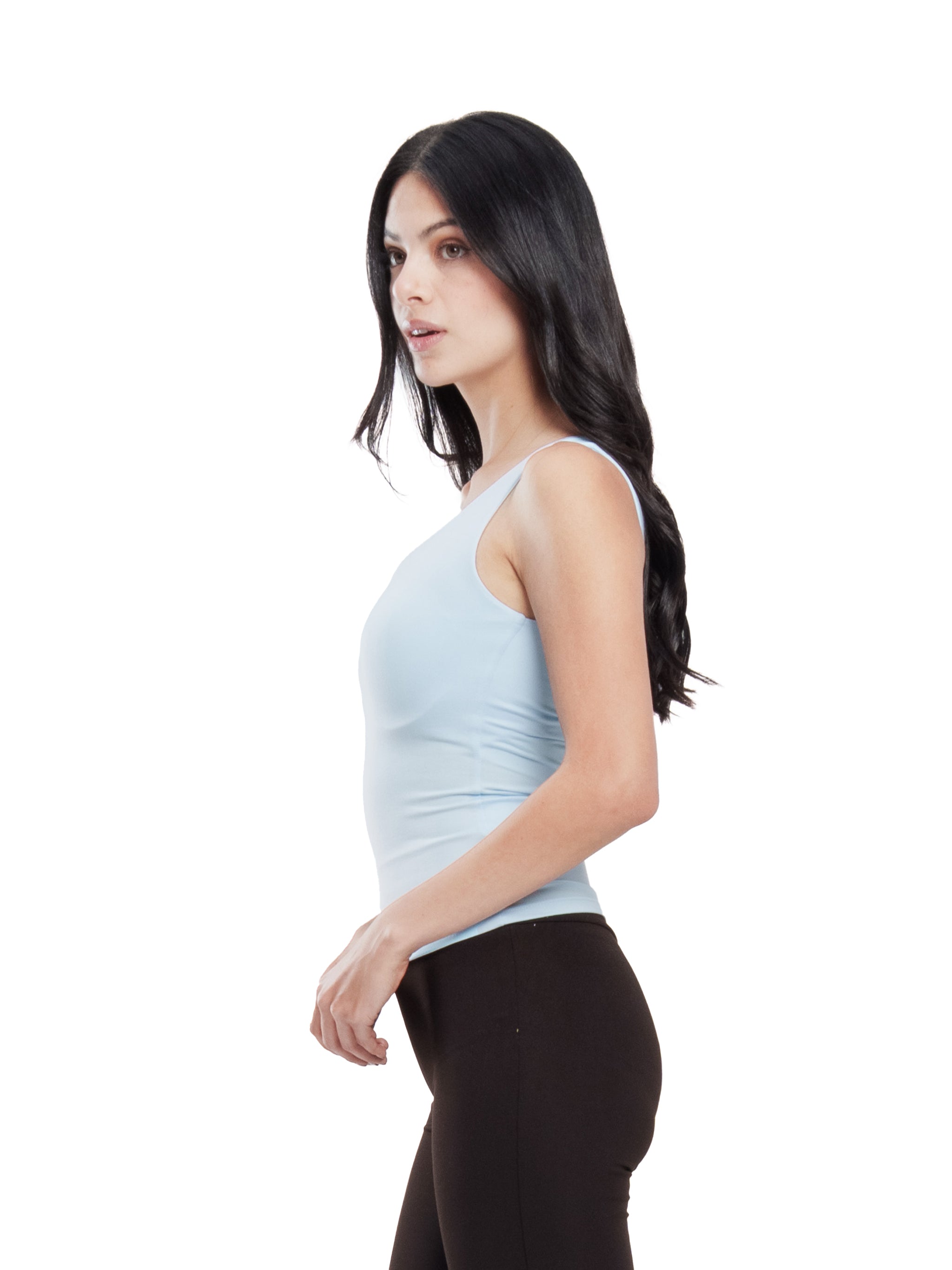 BABY BLUE MICROFIBER U-SHAPED TANK TOP