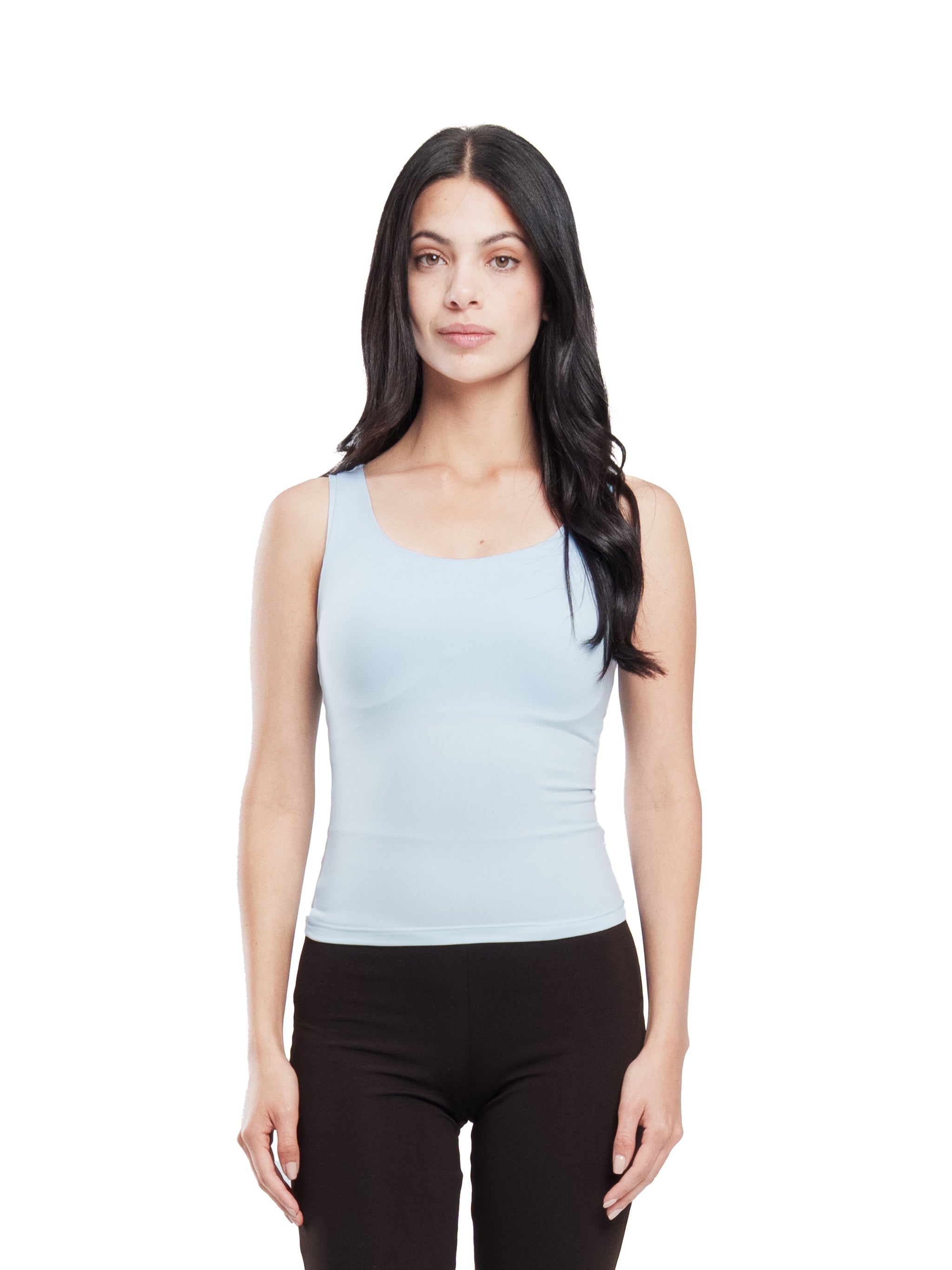 BABY BLUE MICROFIBER U-SHAPED TANK TOP