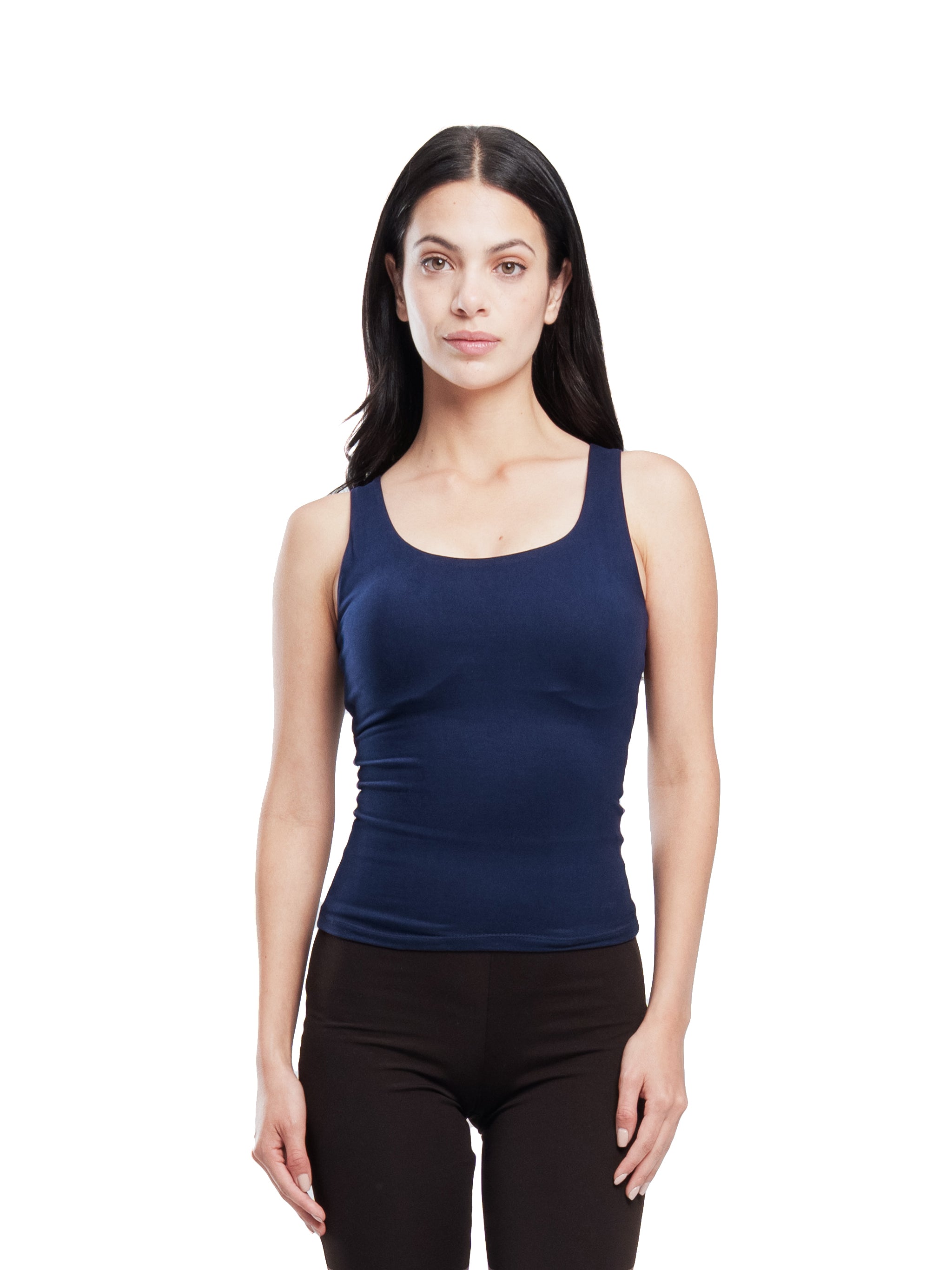 NAVY MICROFIBER U-SHAPED TANK TOP