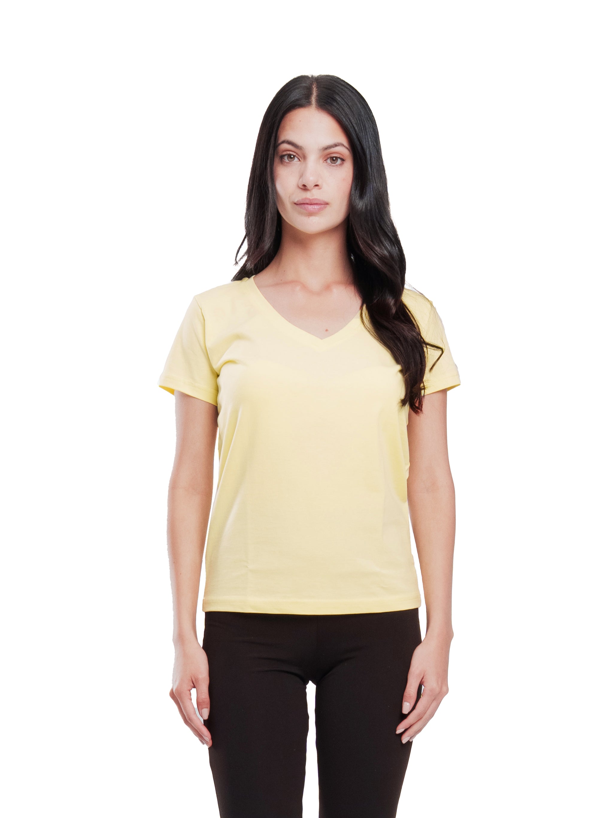 YELLOW RELAXED FIT V-NECK TEE