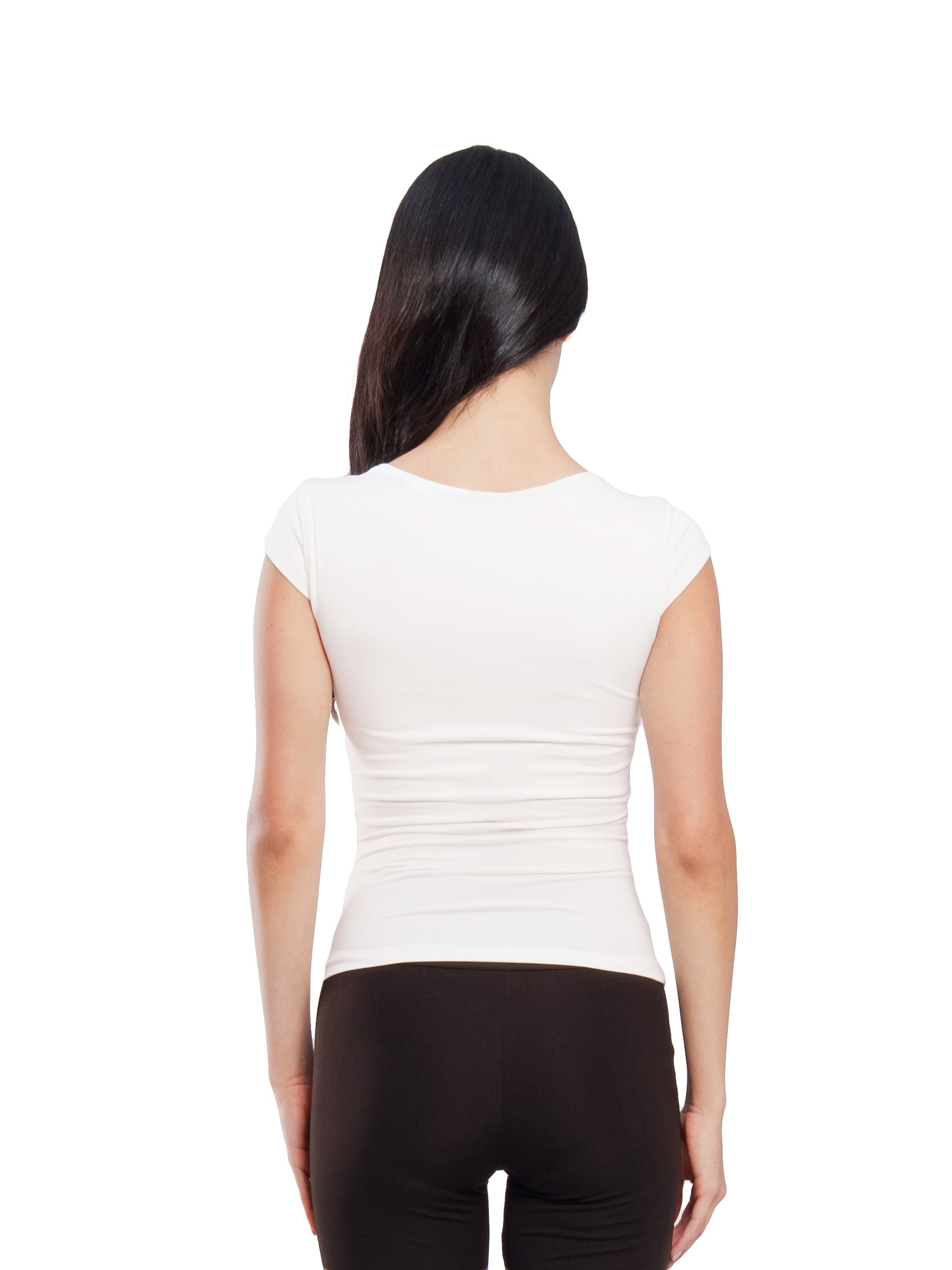 OFF-WHITE MICROFIBER SQUARE NECK TOP