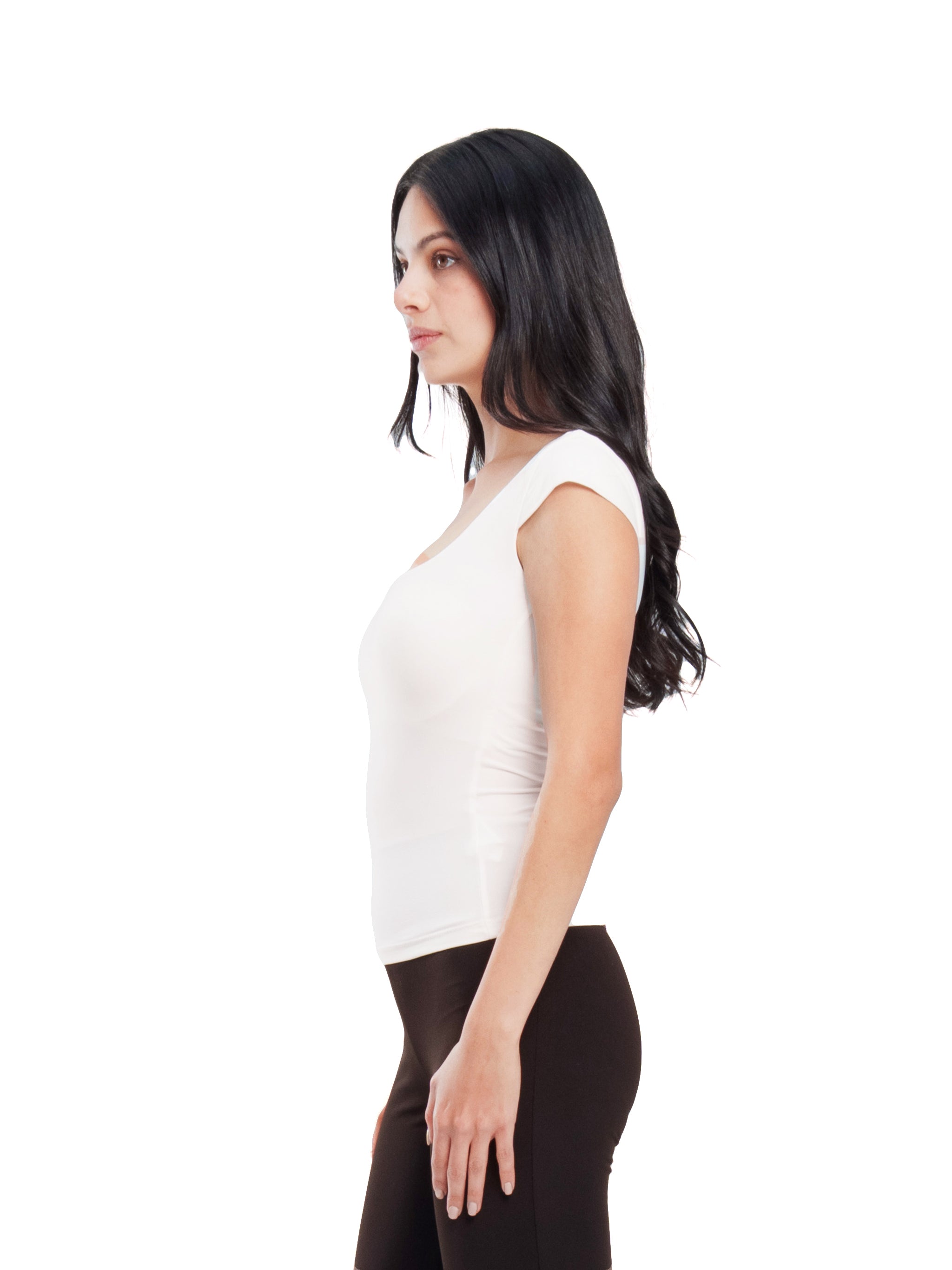 OFF-WHITE MICROFIBER SQUARE NECK TOP