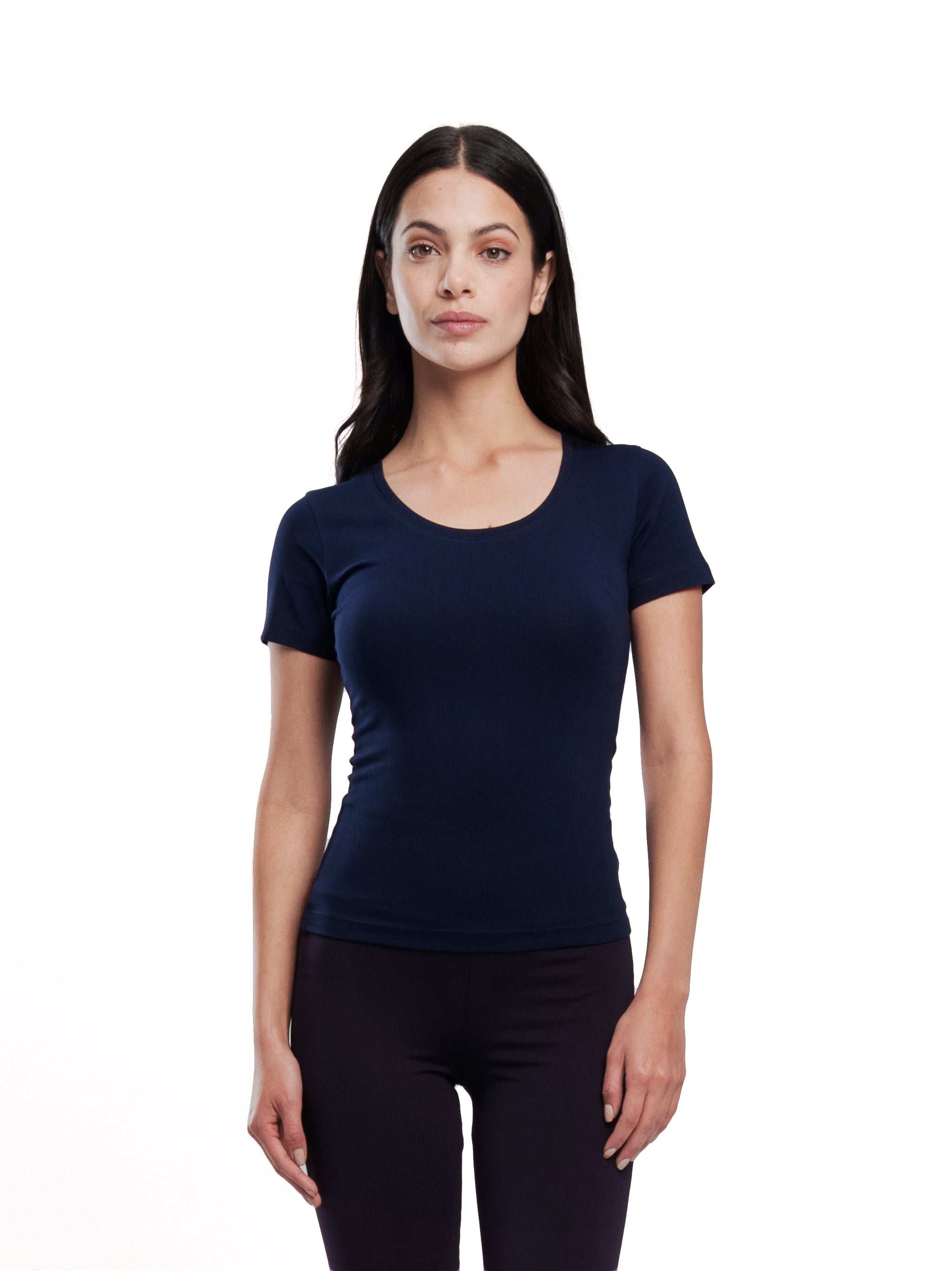 NAVY U-SHAPED SHORT SLEEVE