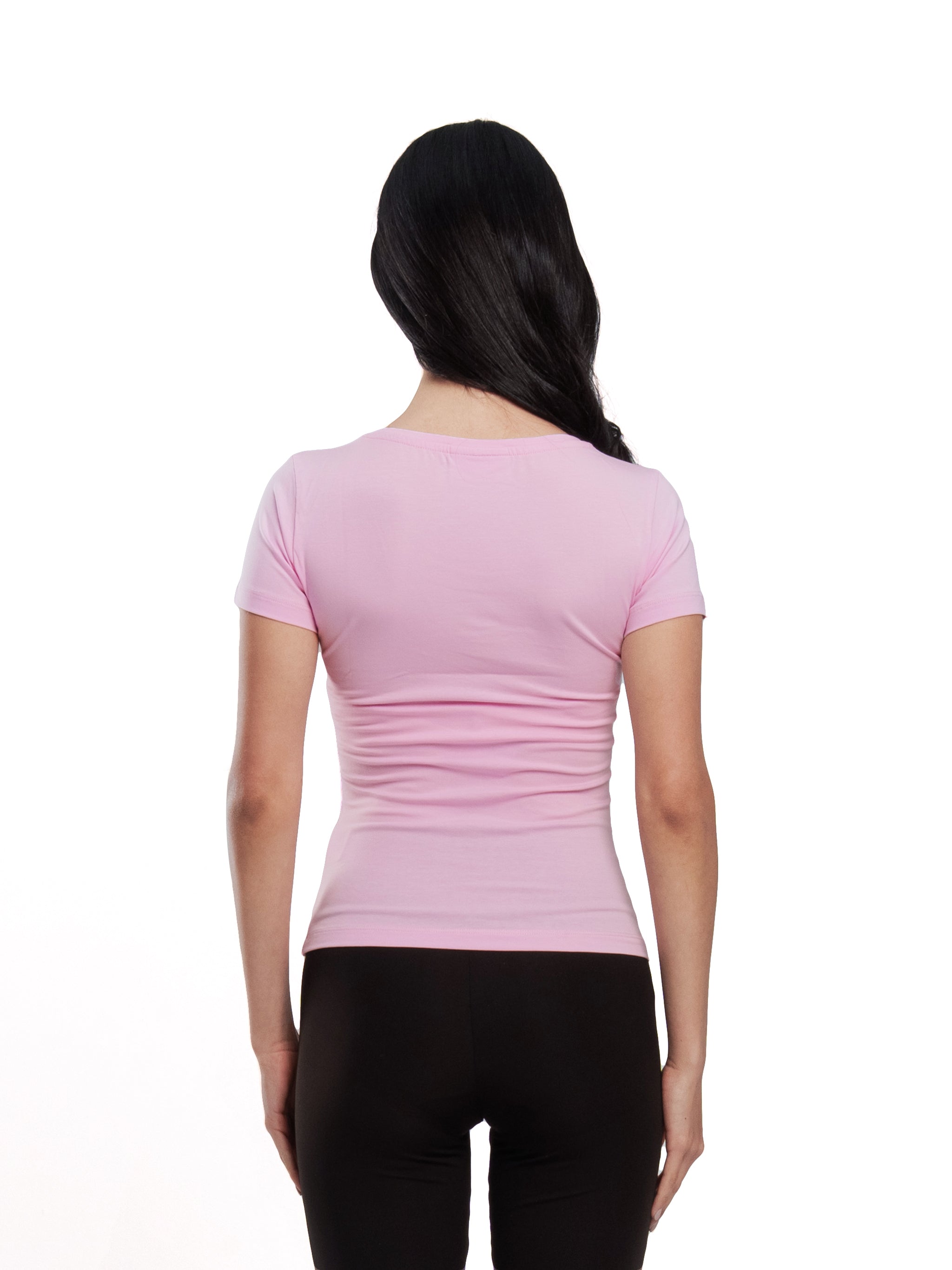 BABY PINK U-SHAPED SHORT SLEEVE