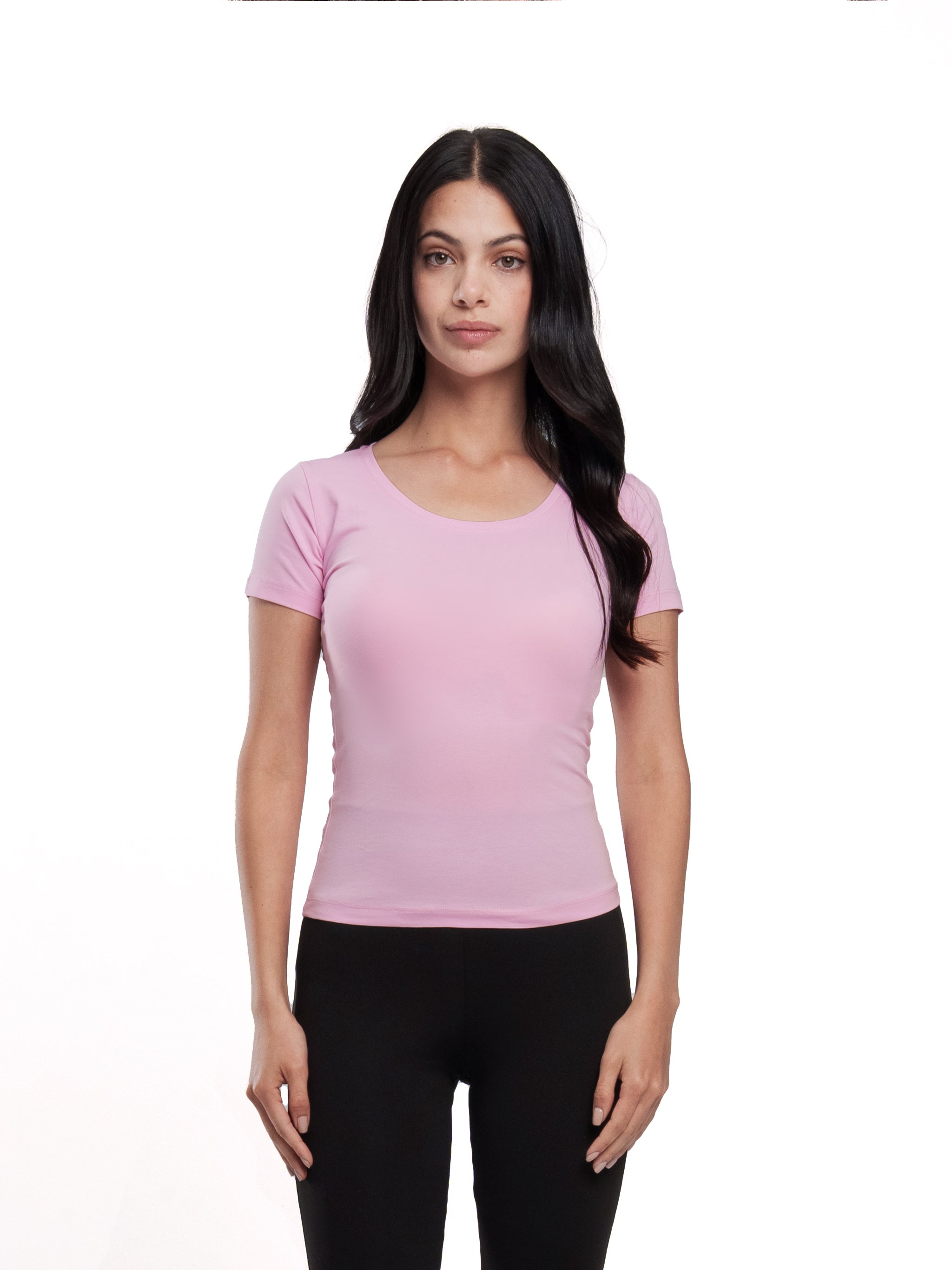 BABY PINK U-SHAPED SHORT SLEEVE
