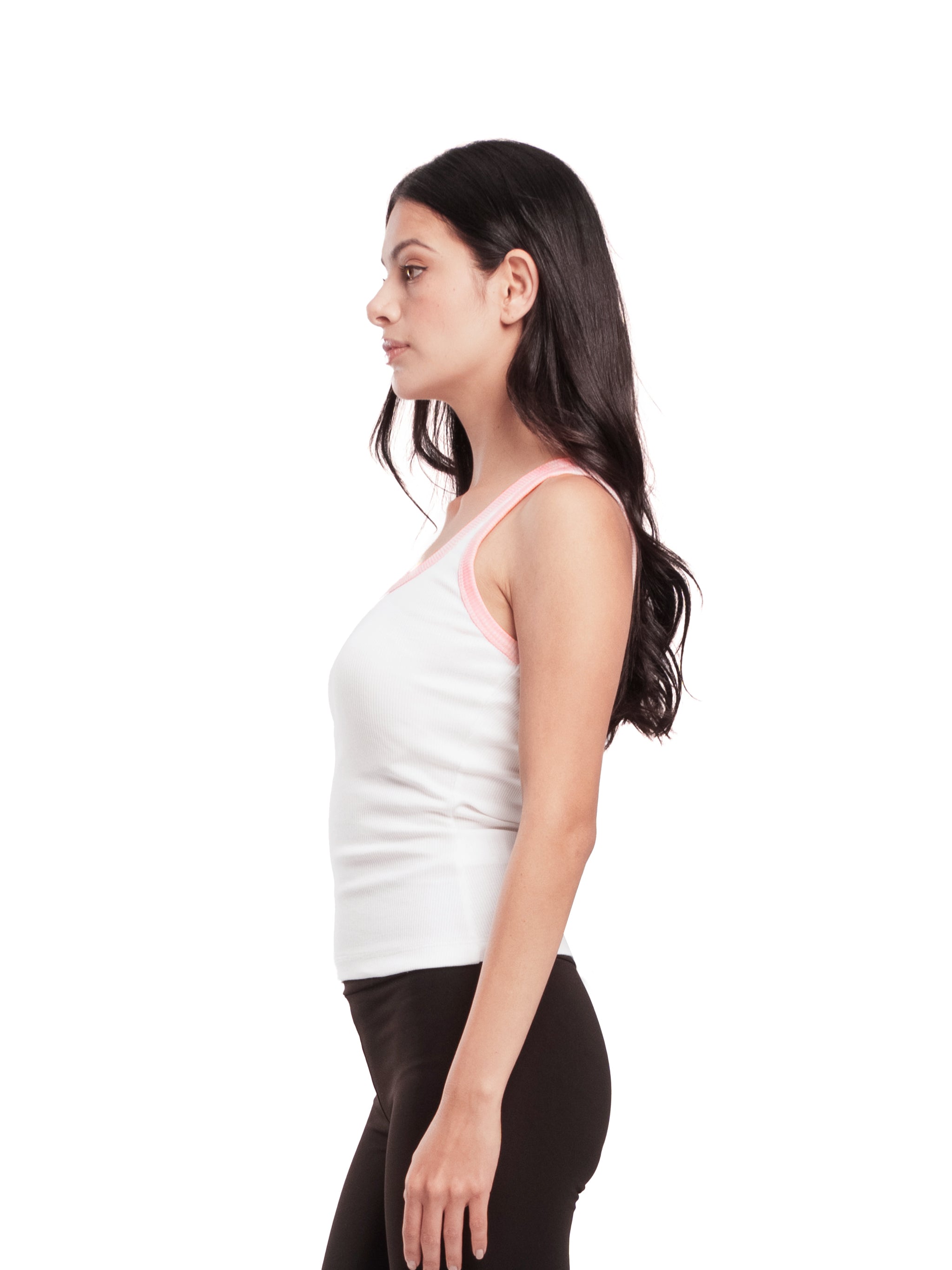 WHITE PINK EDGE TANK TOP