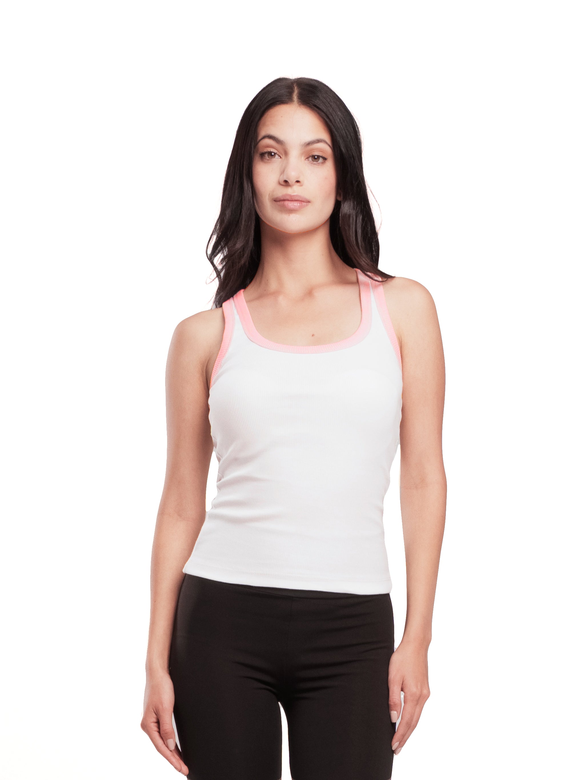 WHITE PINK EDGE TANK TOP
