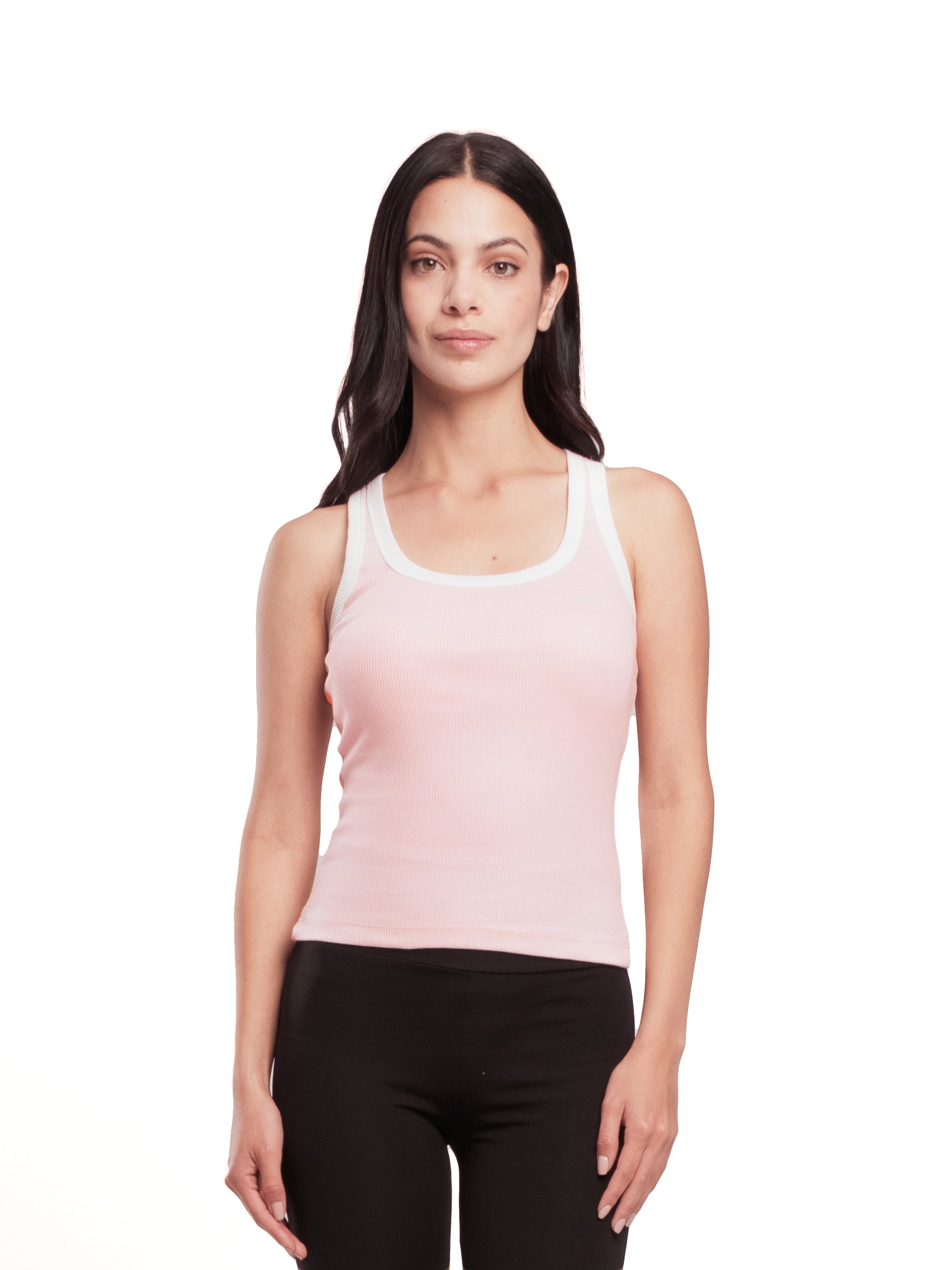 BABY PINK WHITE EDGE TANK TOP