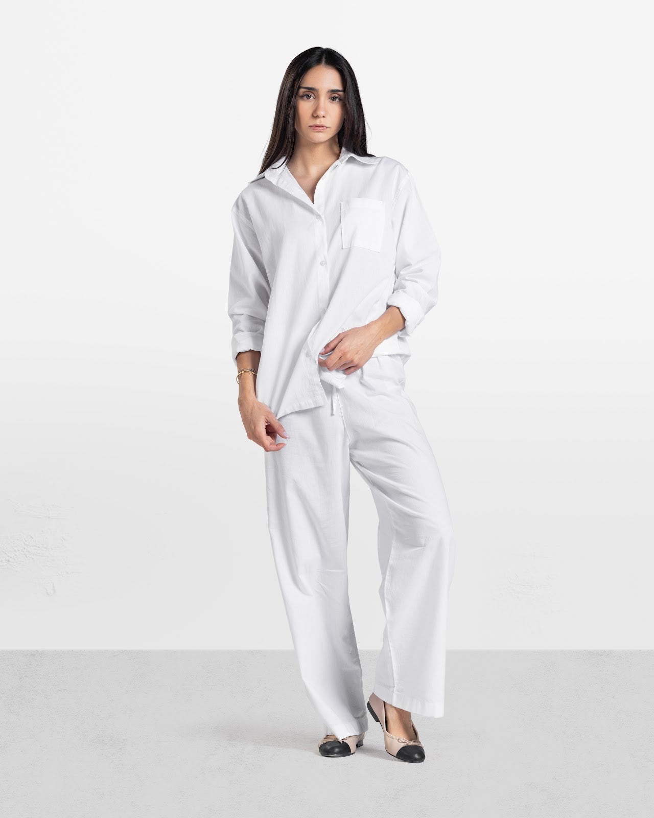 WIDE LEG LINEN PANTS WHITE 1