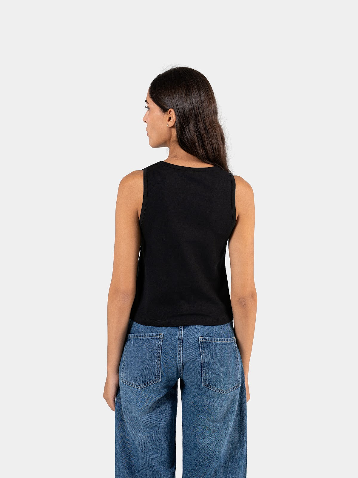 RELAXED V-NECK TANK TOP BLACK 3