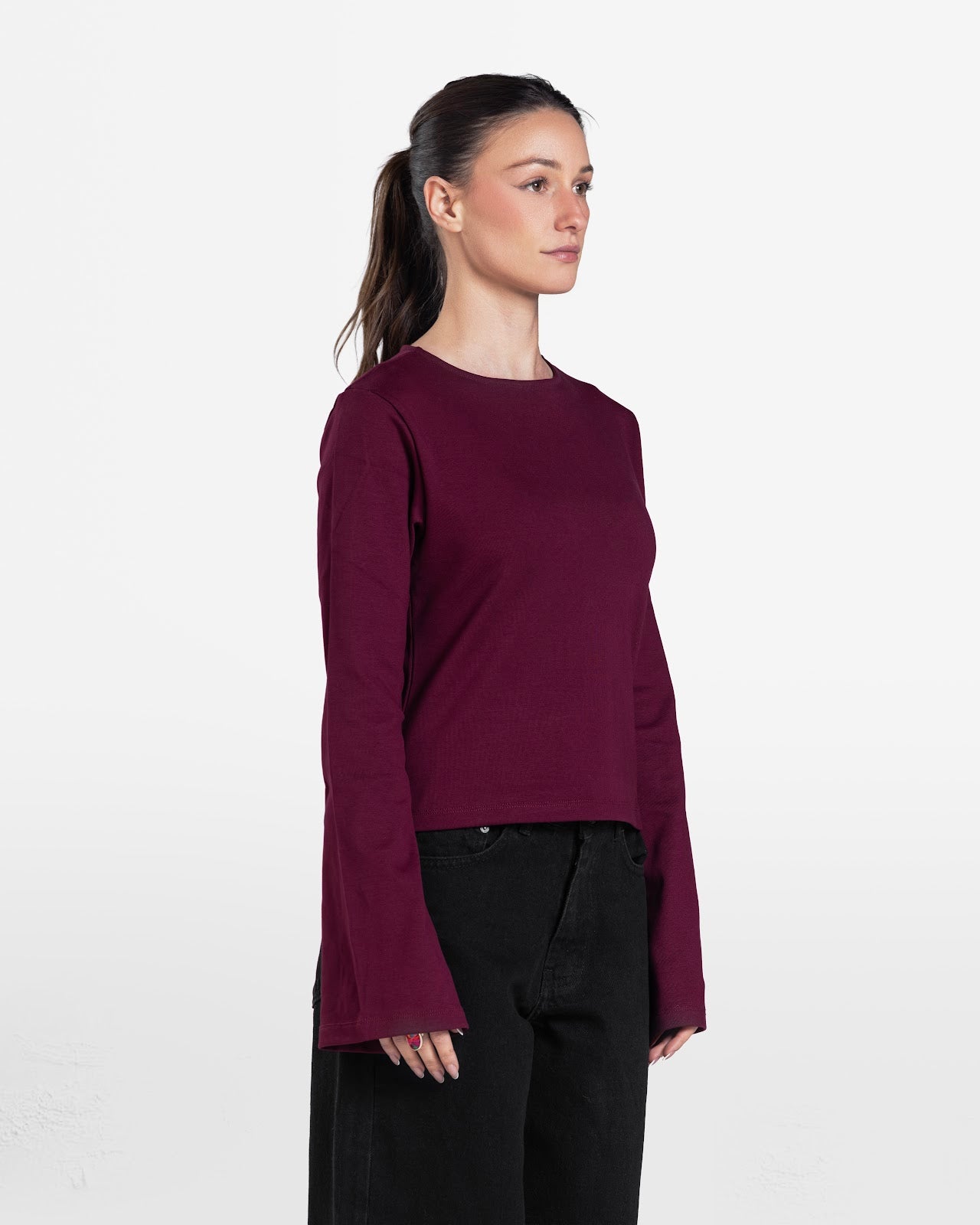 LOOSE FIT LONG SLEEVE TOP BURGUNDY 3