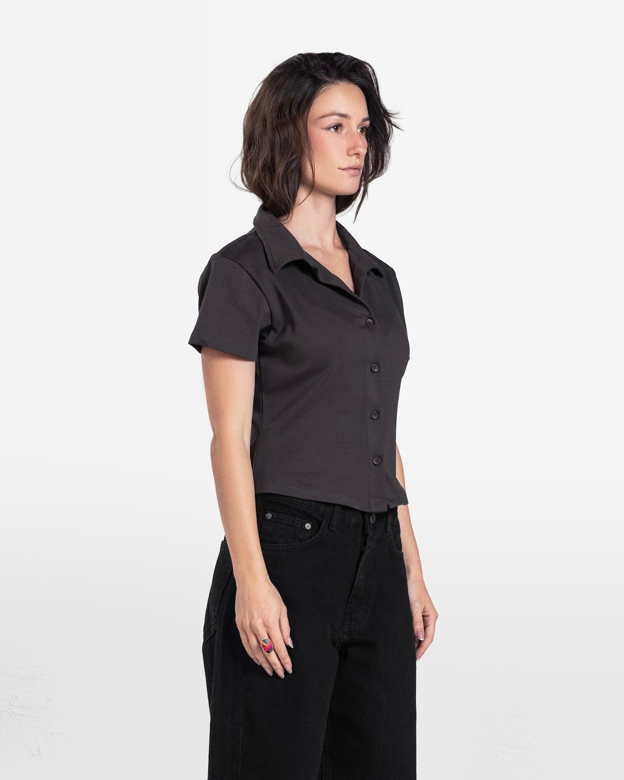 SHORT SLEEVE BUTTON DOWN SHIRT BROWN 3