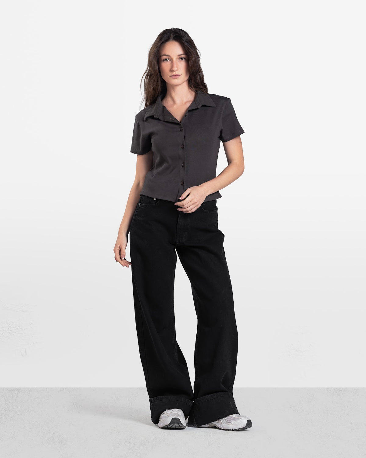 SHORT SLEEVE BUTTON DOWN SHIRT BROWN 4