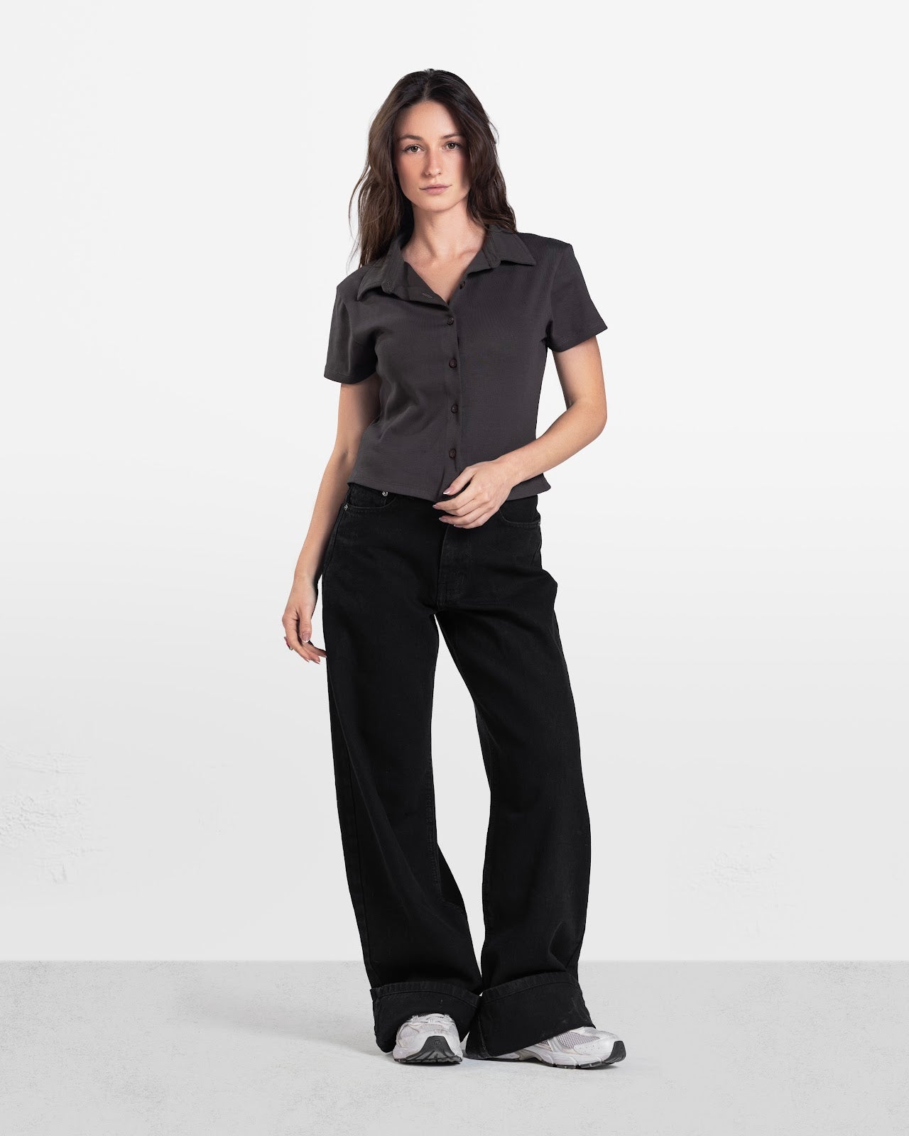 SHORT SLEEVE BUTTON DOWN SHIRT BROWN 4