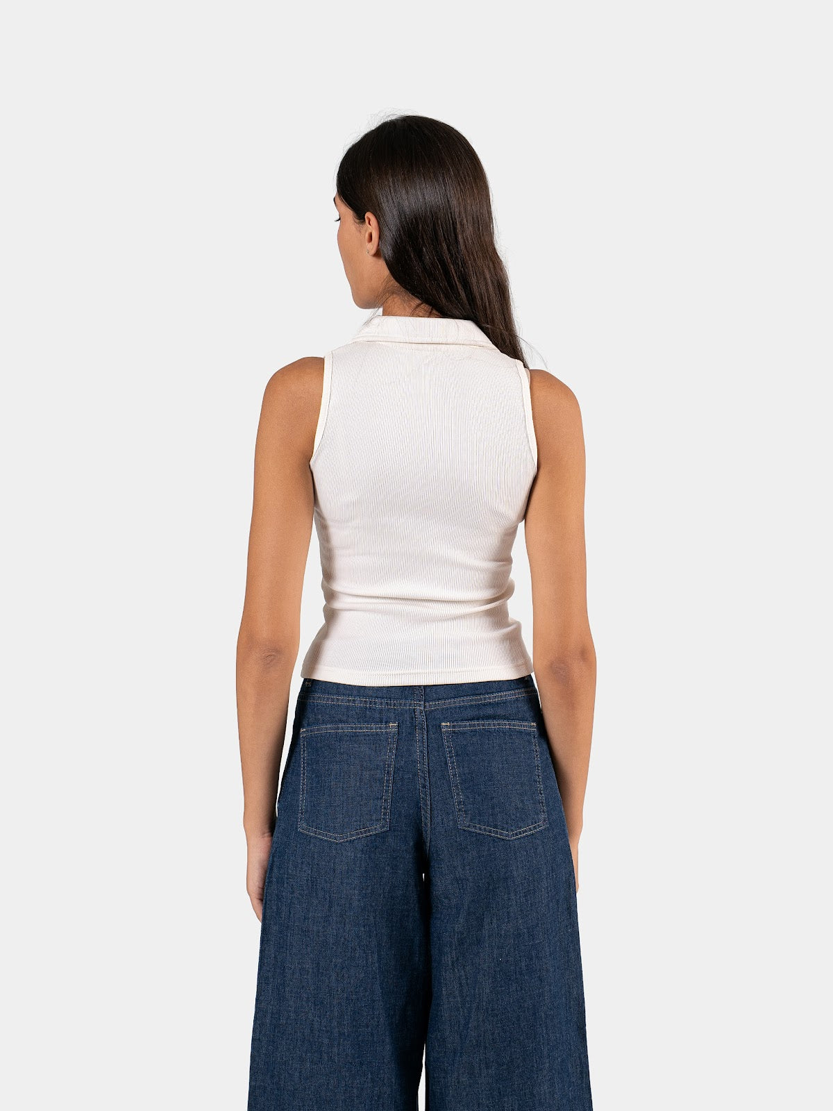RIBBED COLLARED TANK TOP OFF-WHITE 3