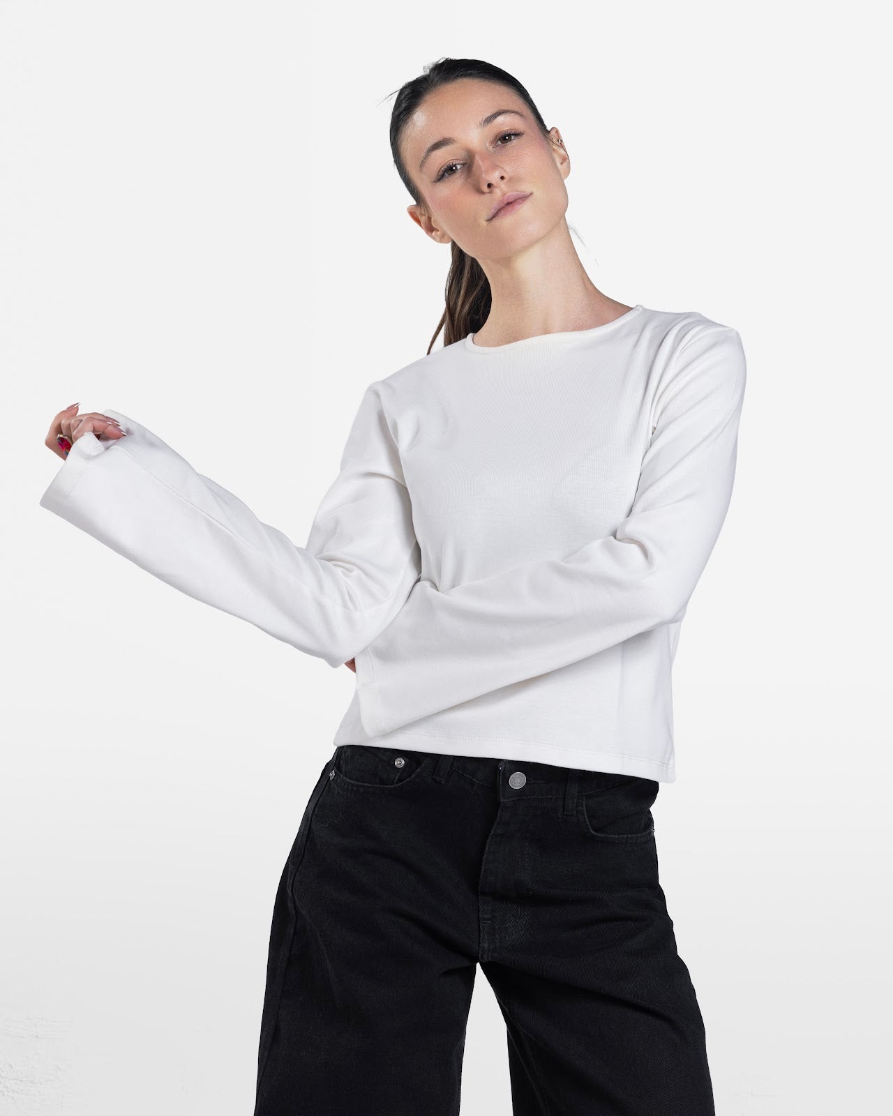 LOOSE FIT LONG SLEEVE TOP OFF-WHITE 1