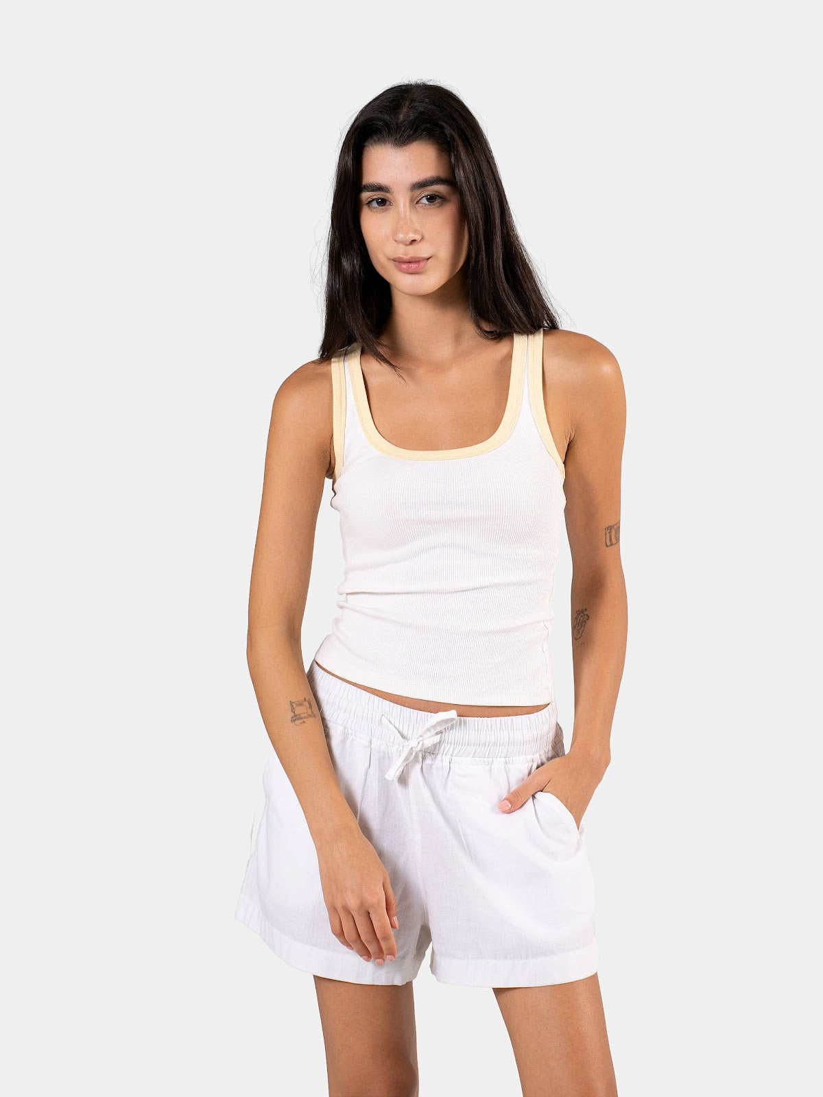 TWO TONE TANK TOP WHITE X YELLOW 2