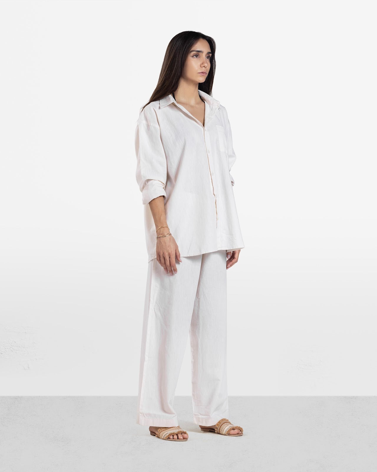 WIDE LEG LINEN PANTS BEIGE 2