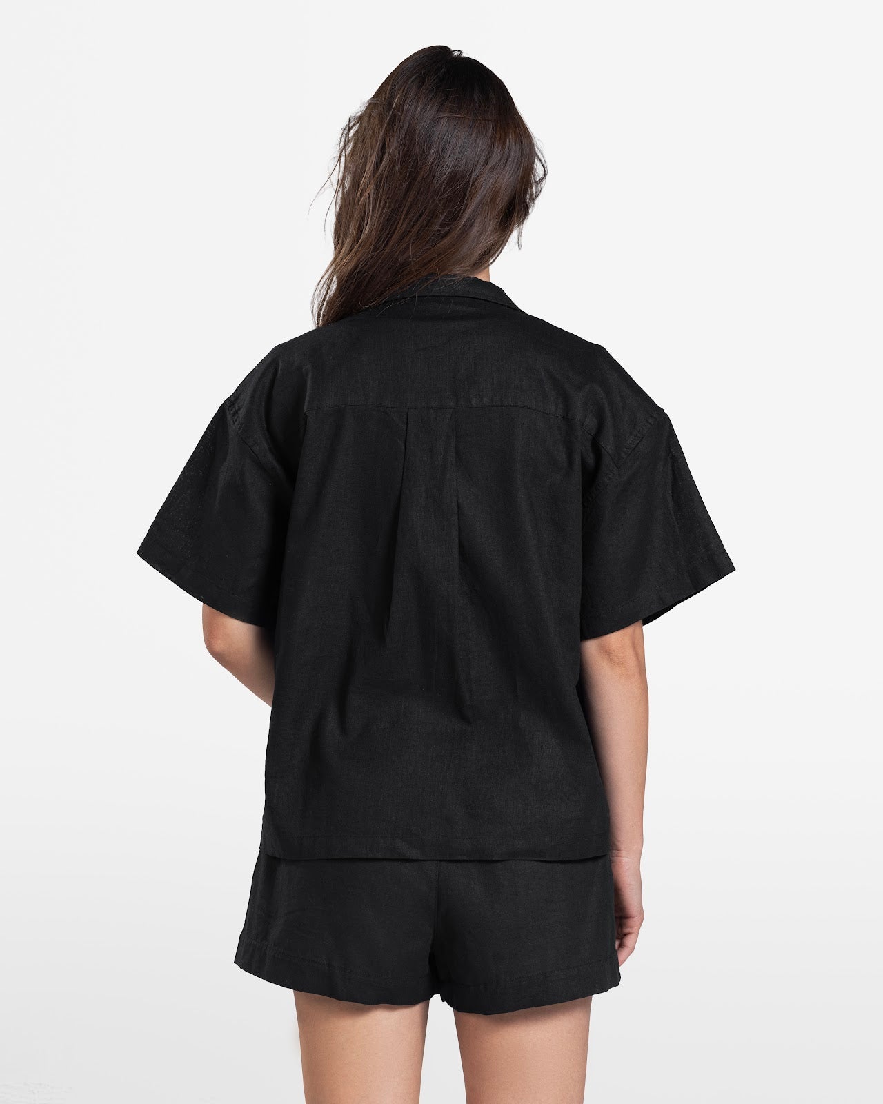 SHORT SLEEVE LINEN SHIRT BLACK 3
