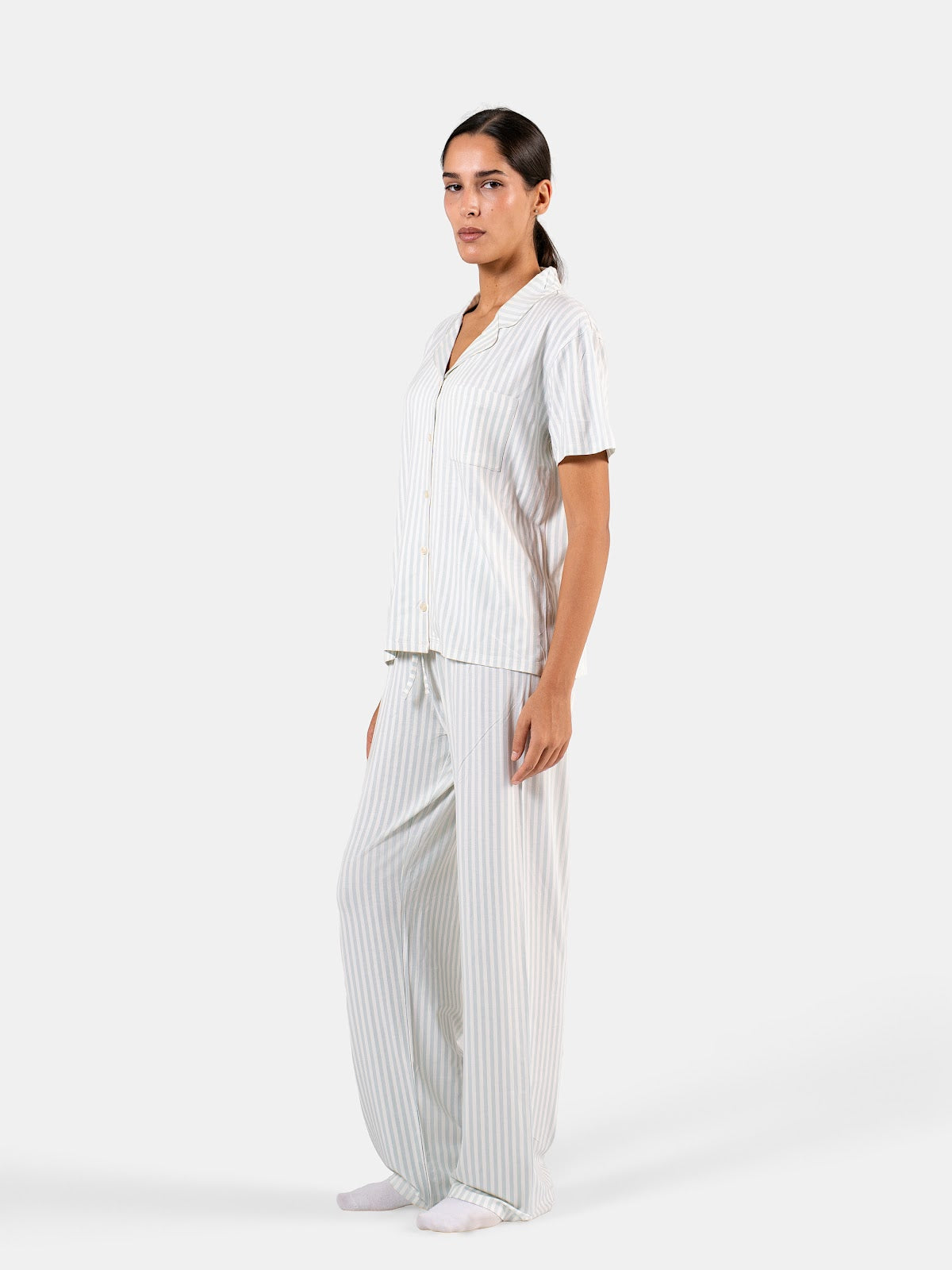 CLASSIC STRIP PANTS SET BABY BLUE X WHITE 2