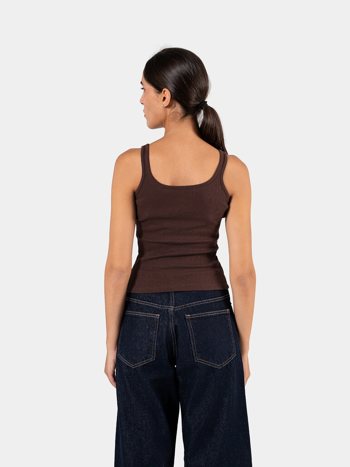 RIBBED SPAGHETTI STRAP BROWN 4