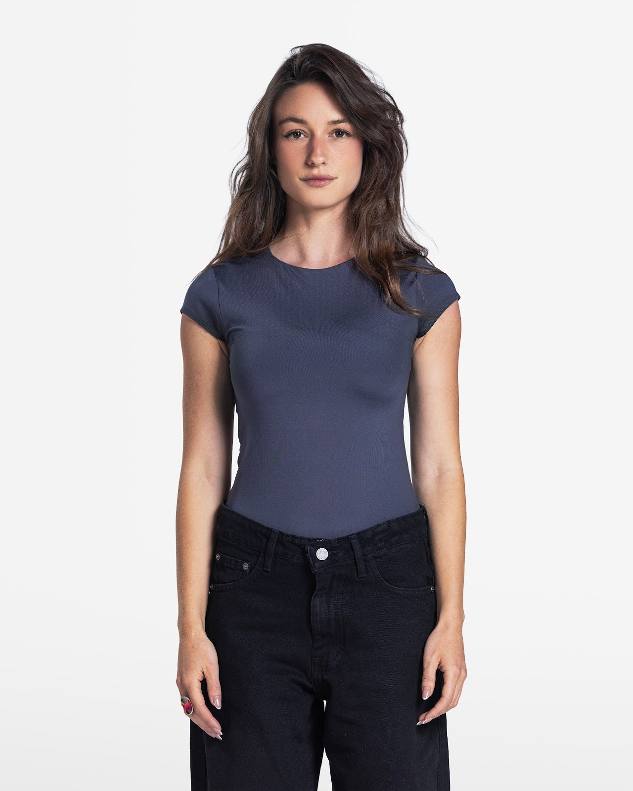 SHORT SLEEVE BODYSUIT CHARCOAL 1