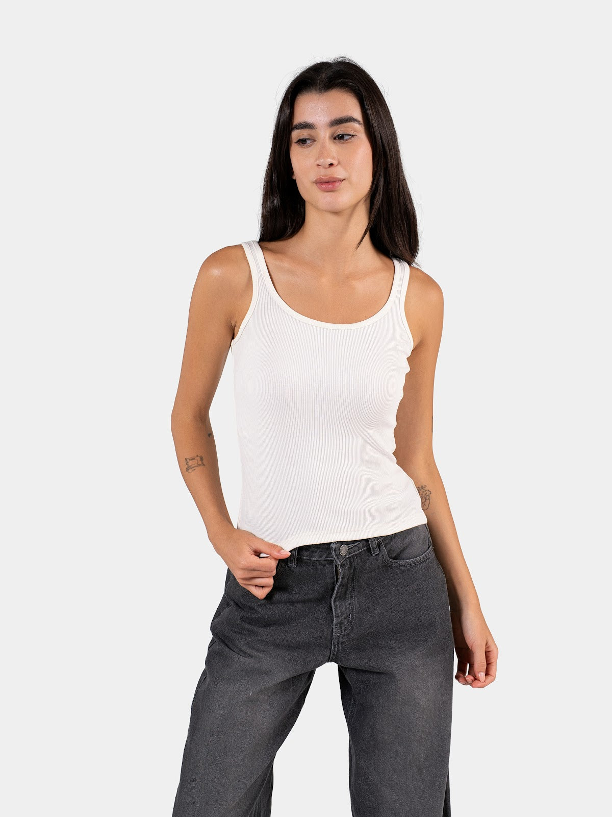 RIBBED SPAGHETTI STRAP OFF-WHITE 3