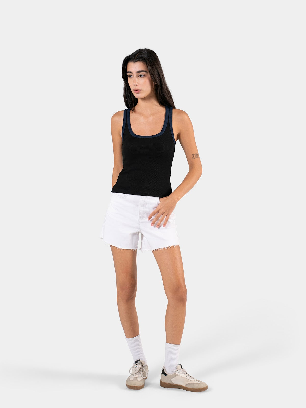 TWO TONE TANK TOP BLACK X NAVY 2