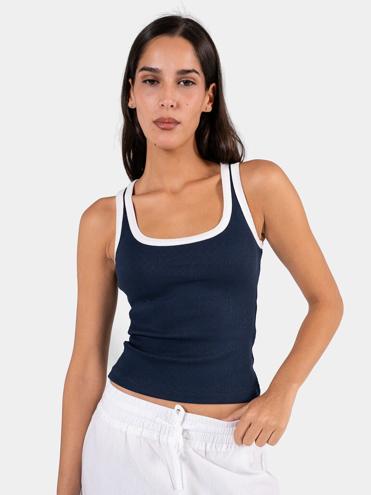 TWO TONE TANK TOP NAVY X WHITE 9