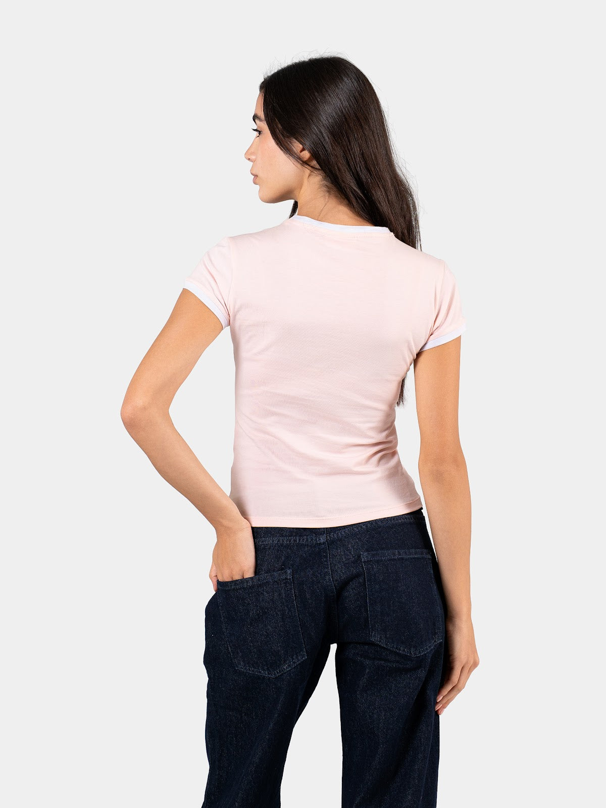 CONTRAST EDGE T-SHIRT PINK X WHITE 5