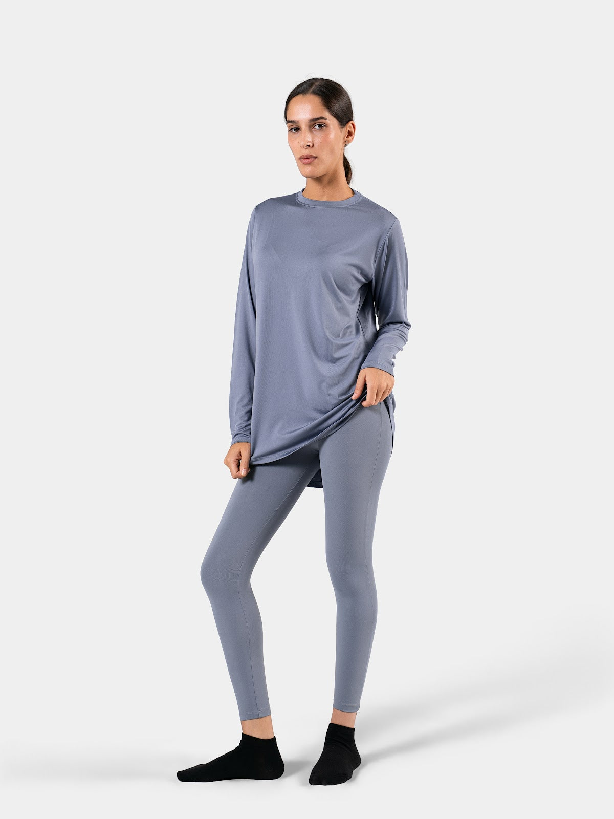 MOVE LOOSE LONG SLEEVE TOP STEEL-BLUE 3