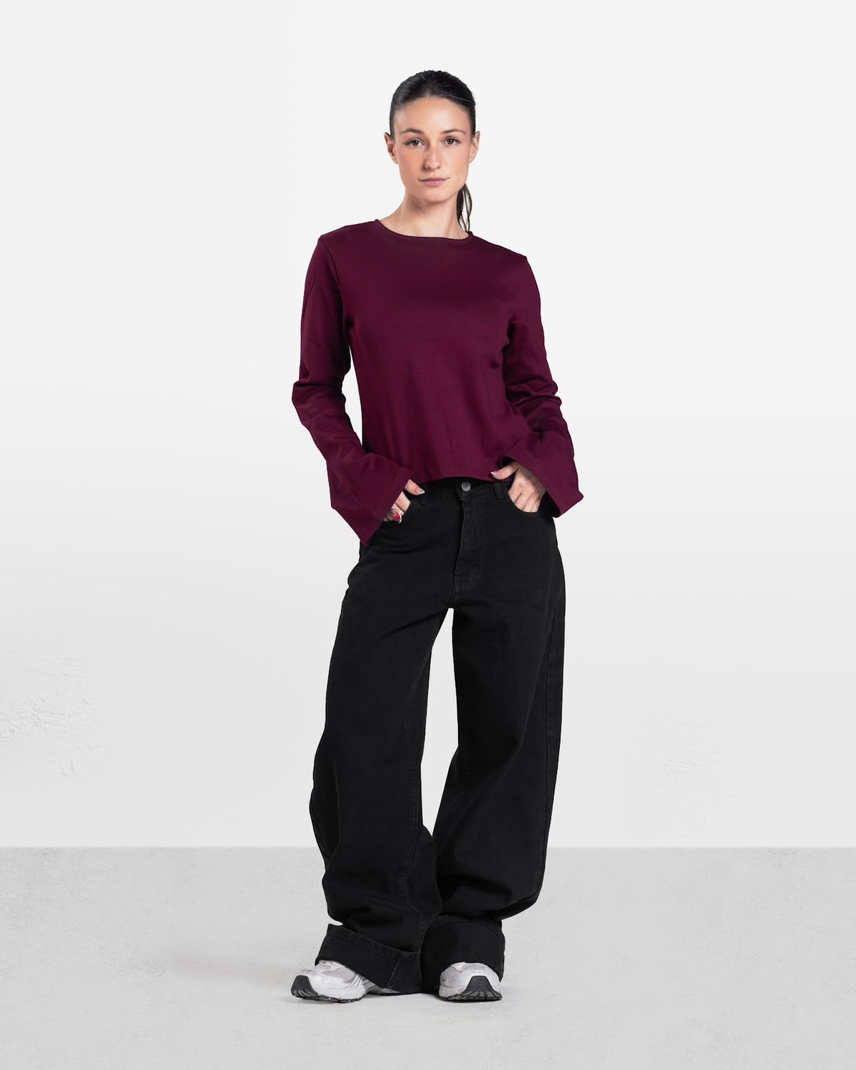 LOOSE FIT LONG SLEEVE TOP BURGUNDY 4