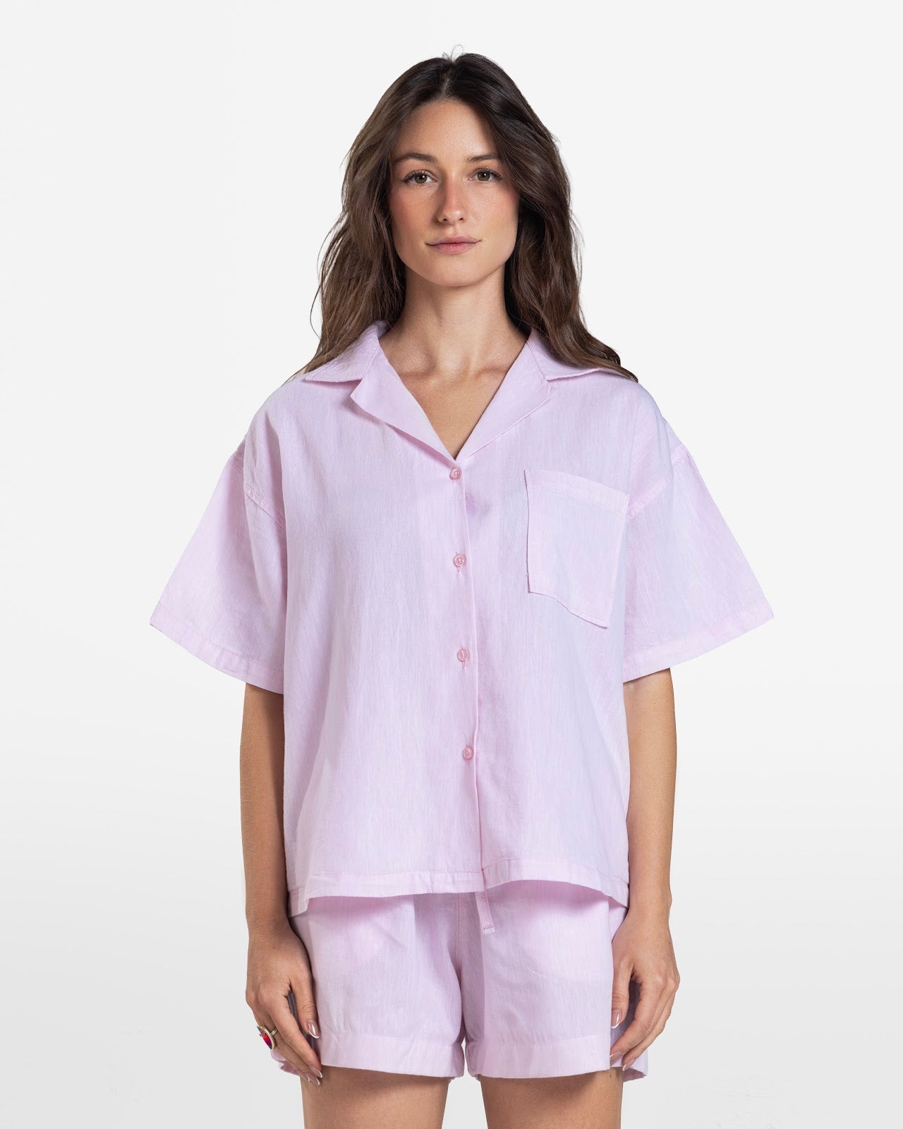 SHORT SLEEVE LINEN SHIRT PINK 3