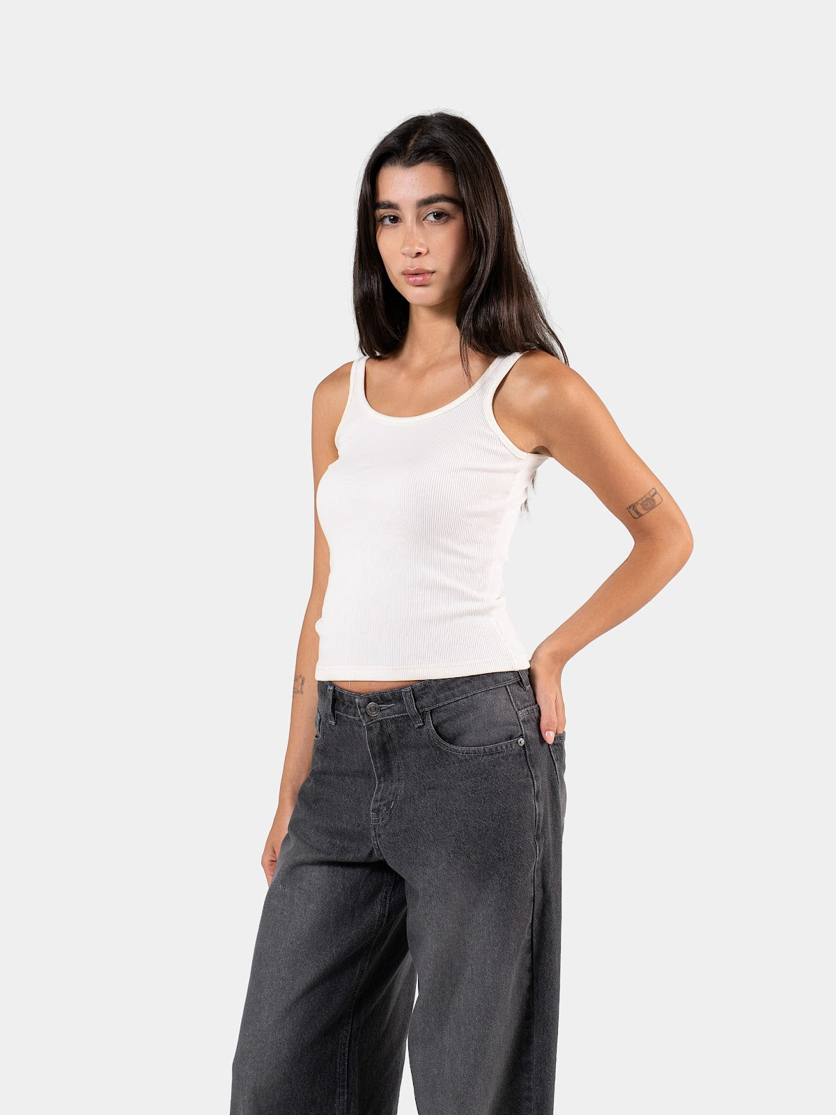 RIBBED SPAGHETTI STRAP OFF-WHITE 1