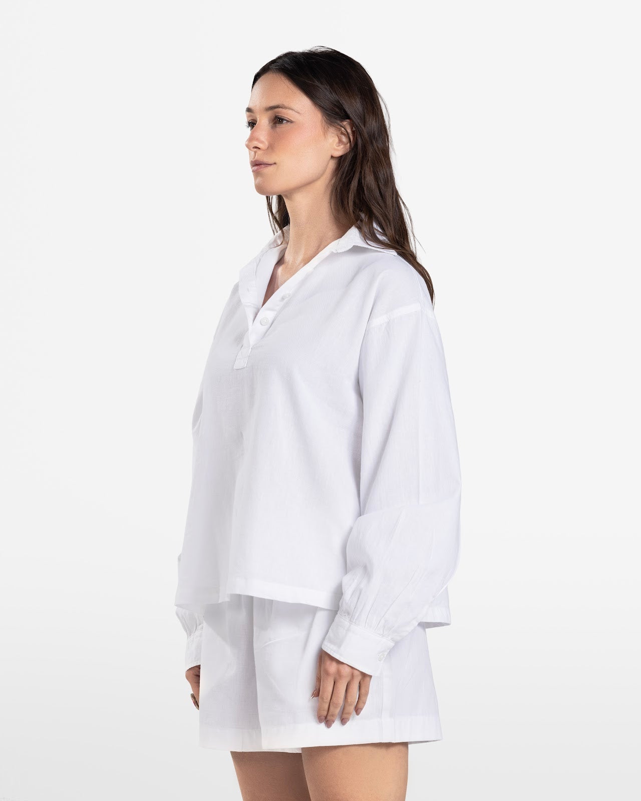 HAIF BUTTON DOWN LINEN SHIRT WHITE 2
