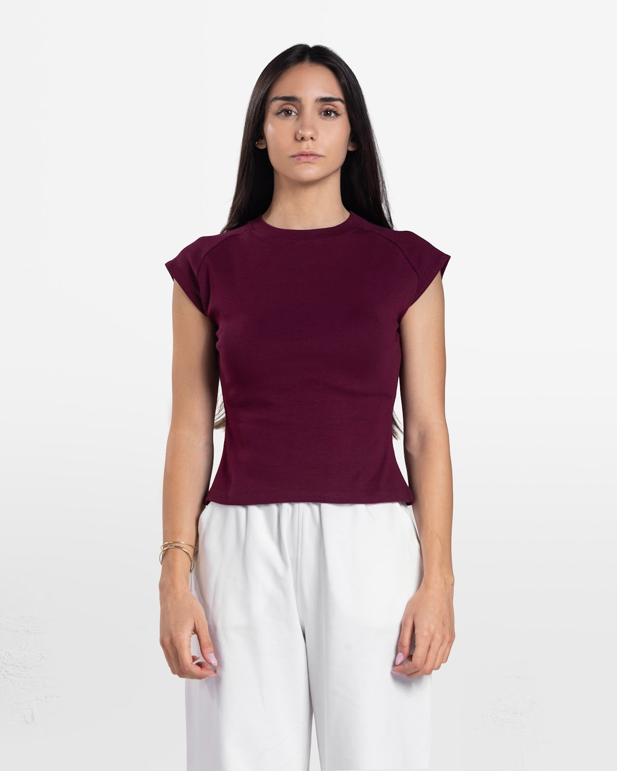 CAP SLEEVE T-SHIRT BURGUNDY 1