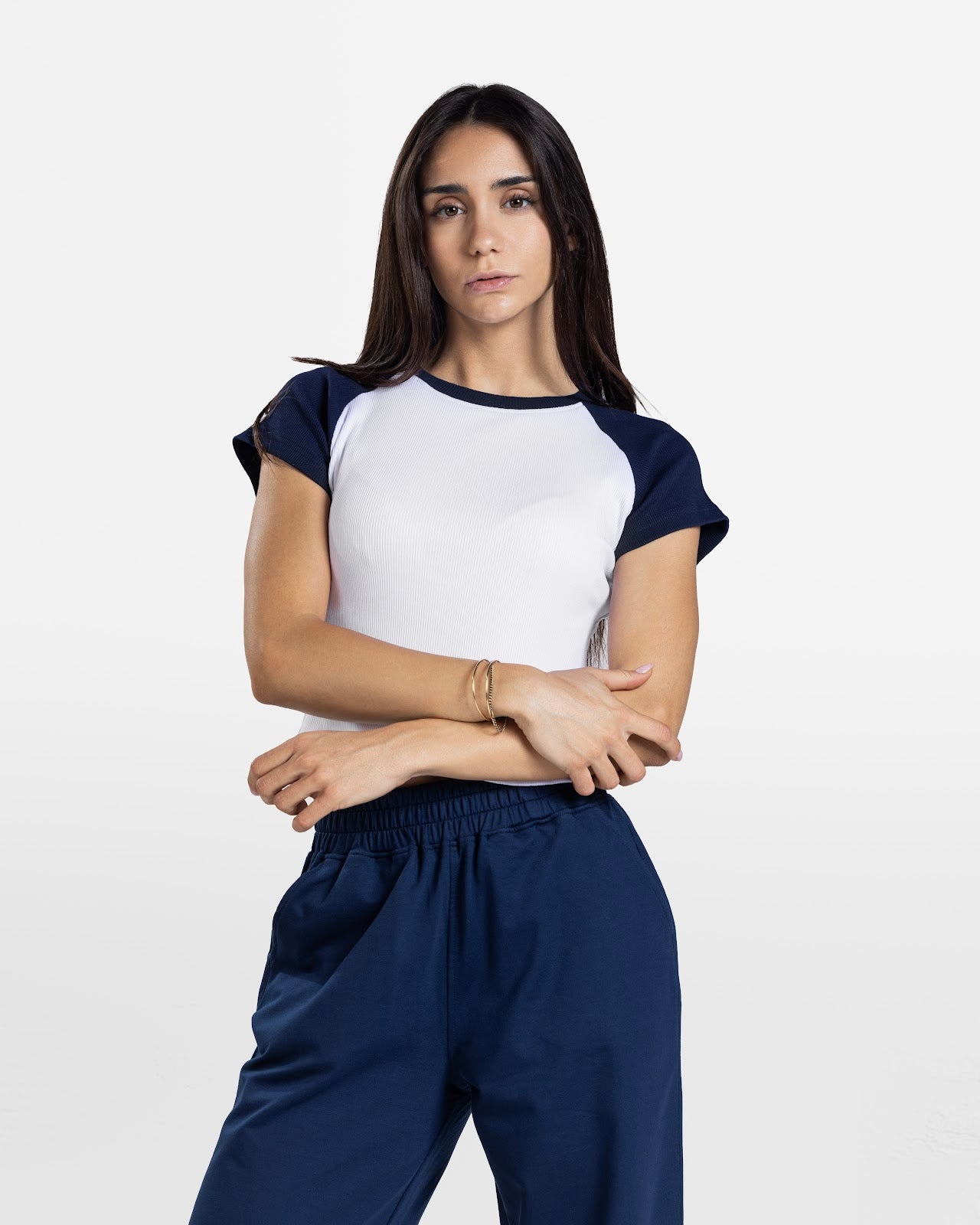 CONTRAST SLEEVE TEE NAVY 4
