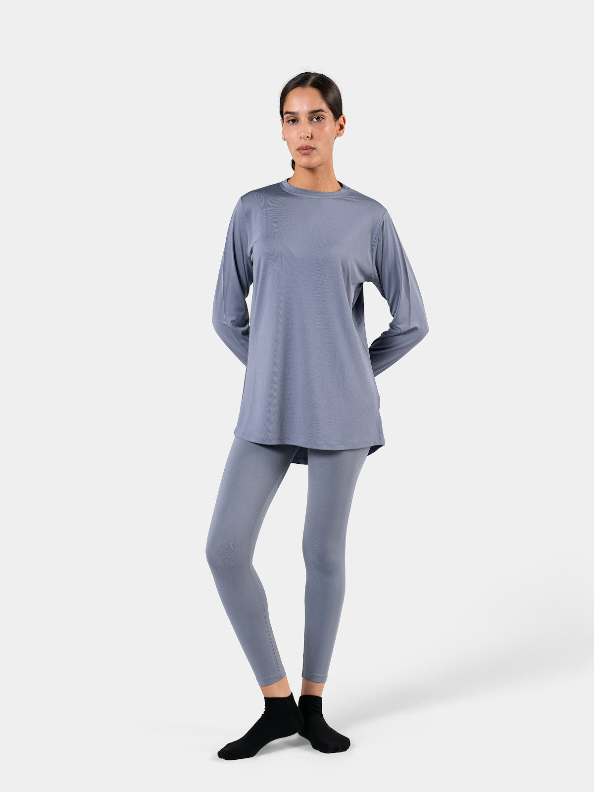 MOVE LOOSE LONG SLEEVE TOP STEEL-BLUE 2