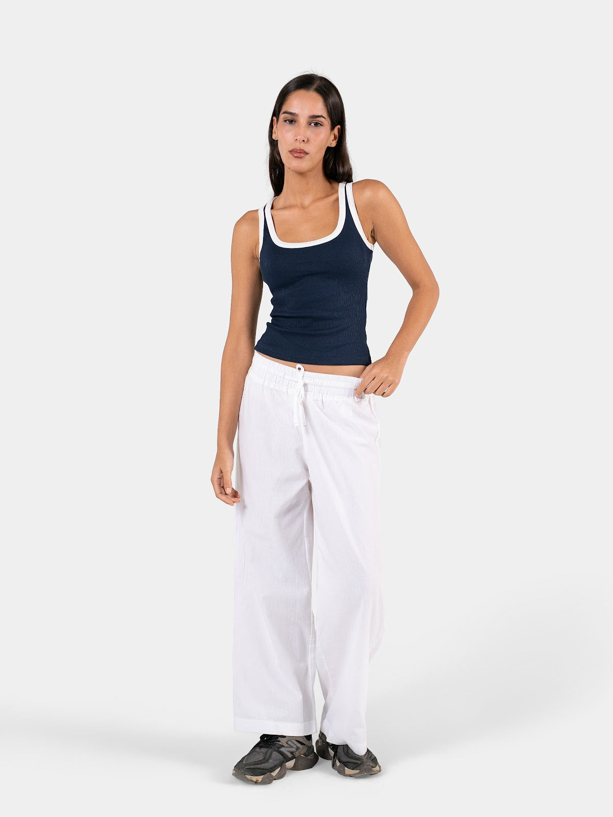 TWO TONE TANK TOP NAVY X WHITE 5